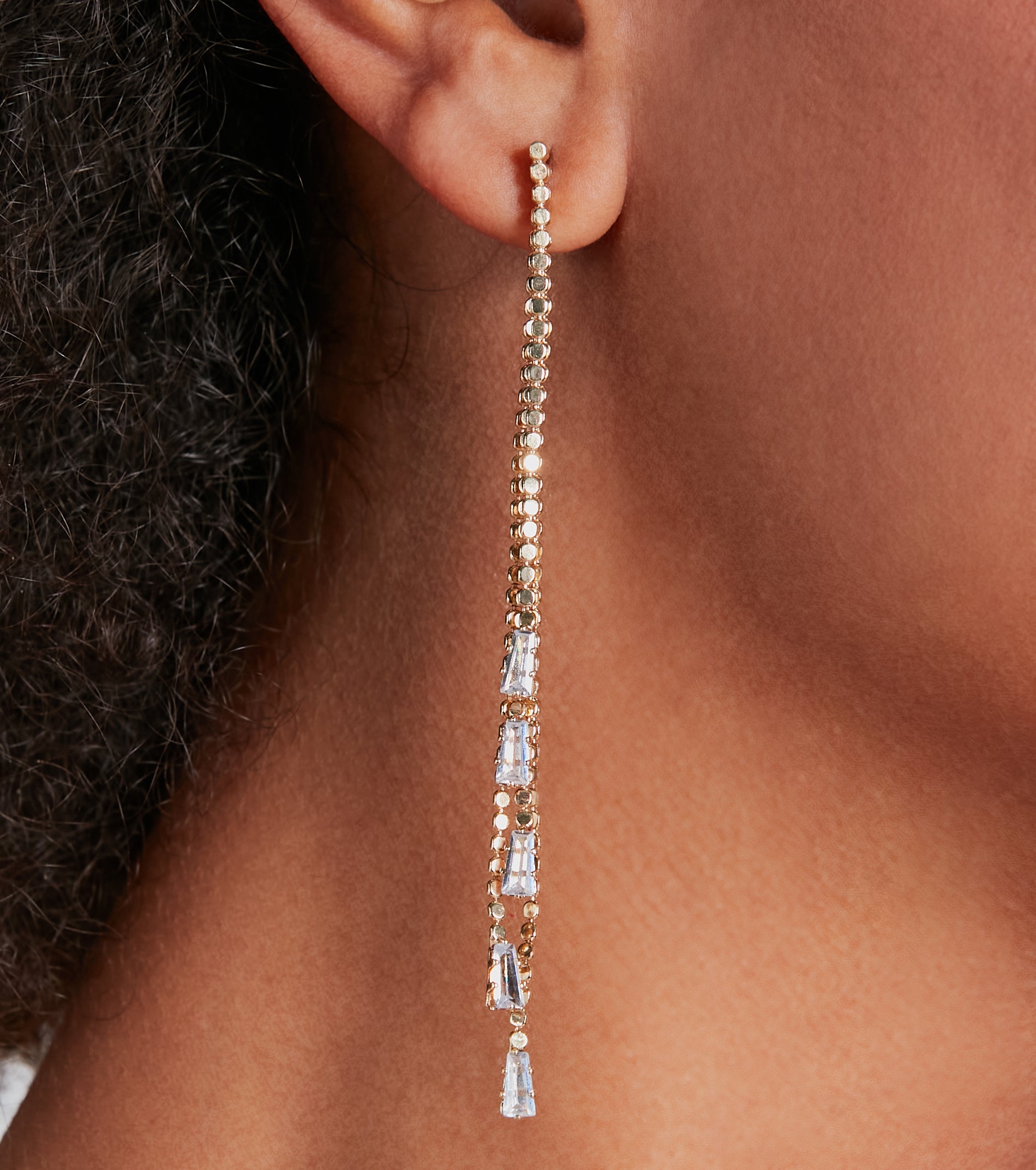 Fabulous In Fringe Rhinestone Chain Earrings