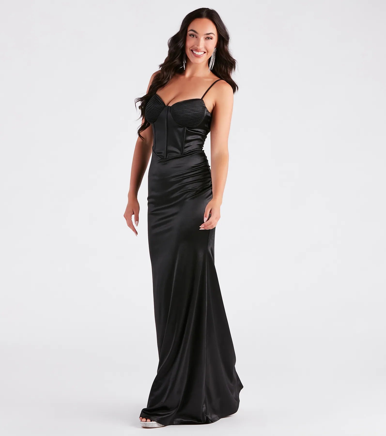 Jaycee Formal Satin Corset Mermaid Dress