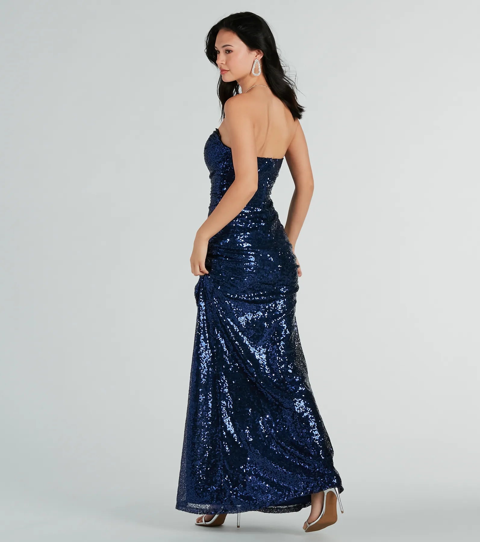 Colette Formal Sequin Strapless High Slit Mermaid Dress