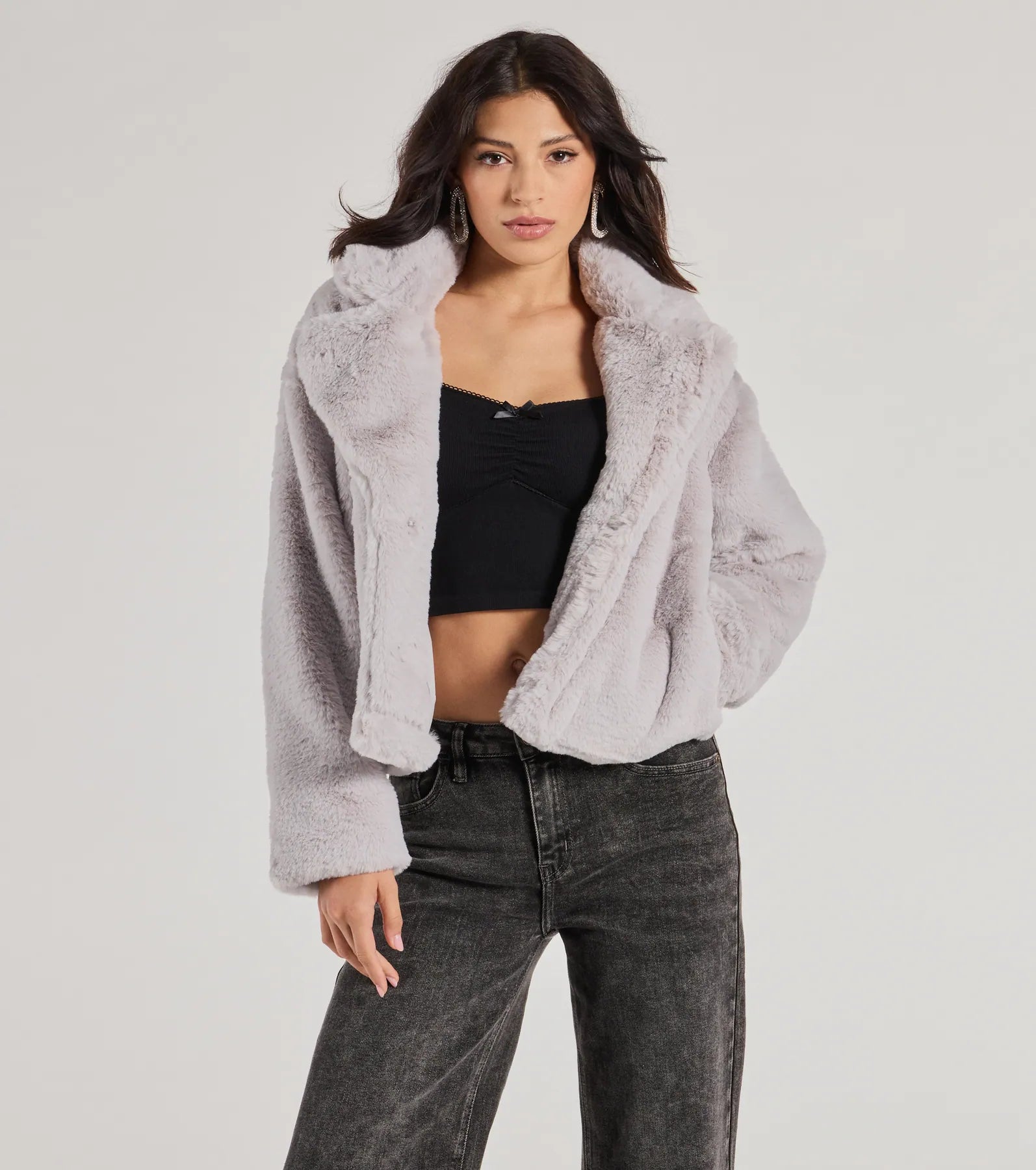 Diva Chic Cropped Faux Fur Jacket