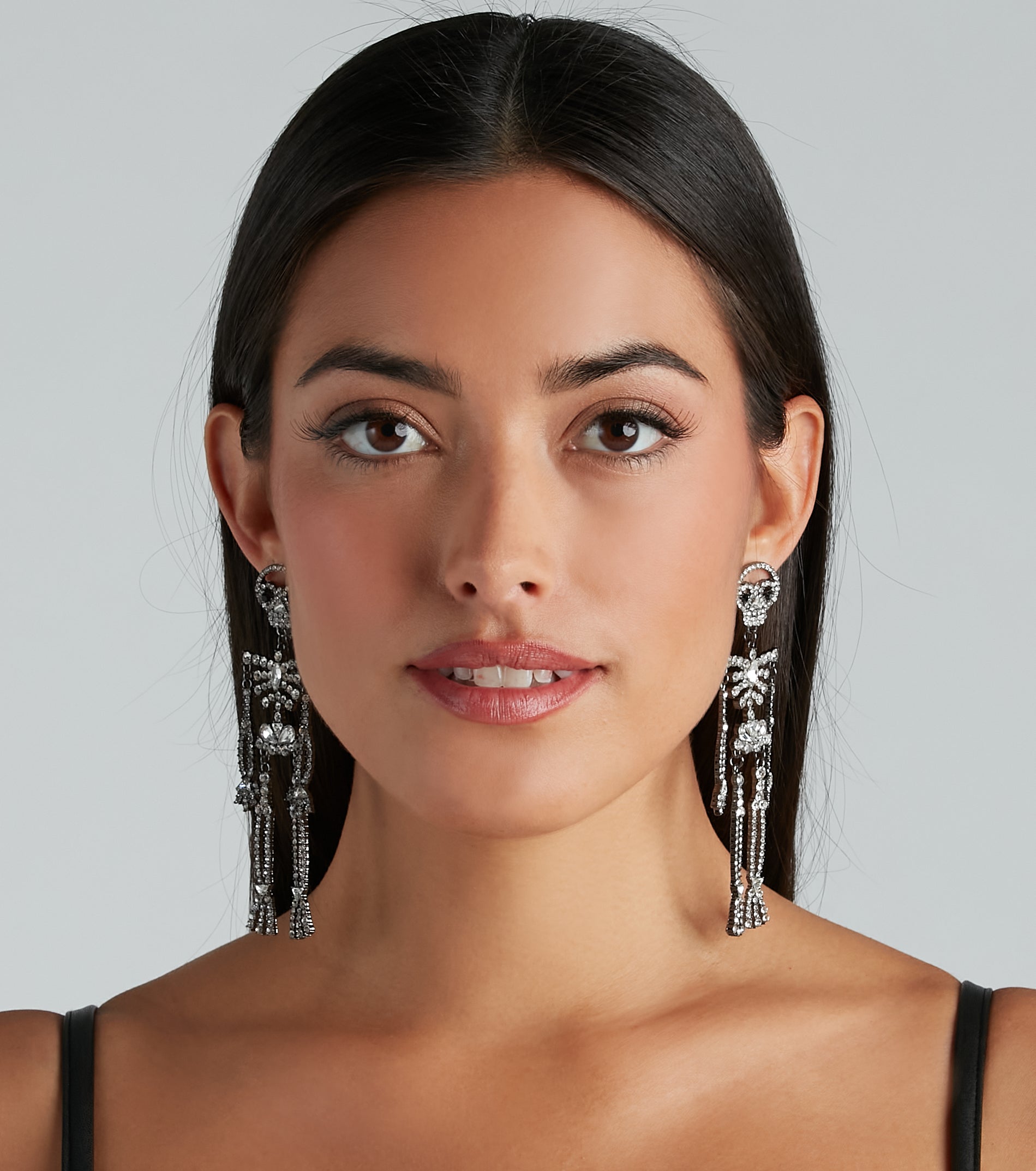 Stylishly Spooky Rhinestone Skeleton Earrings