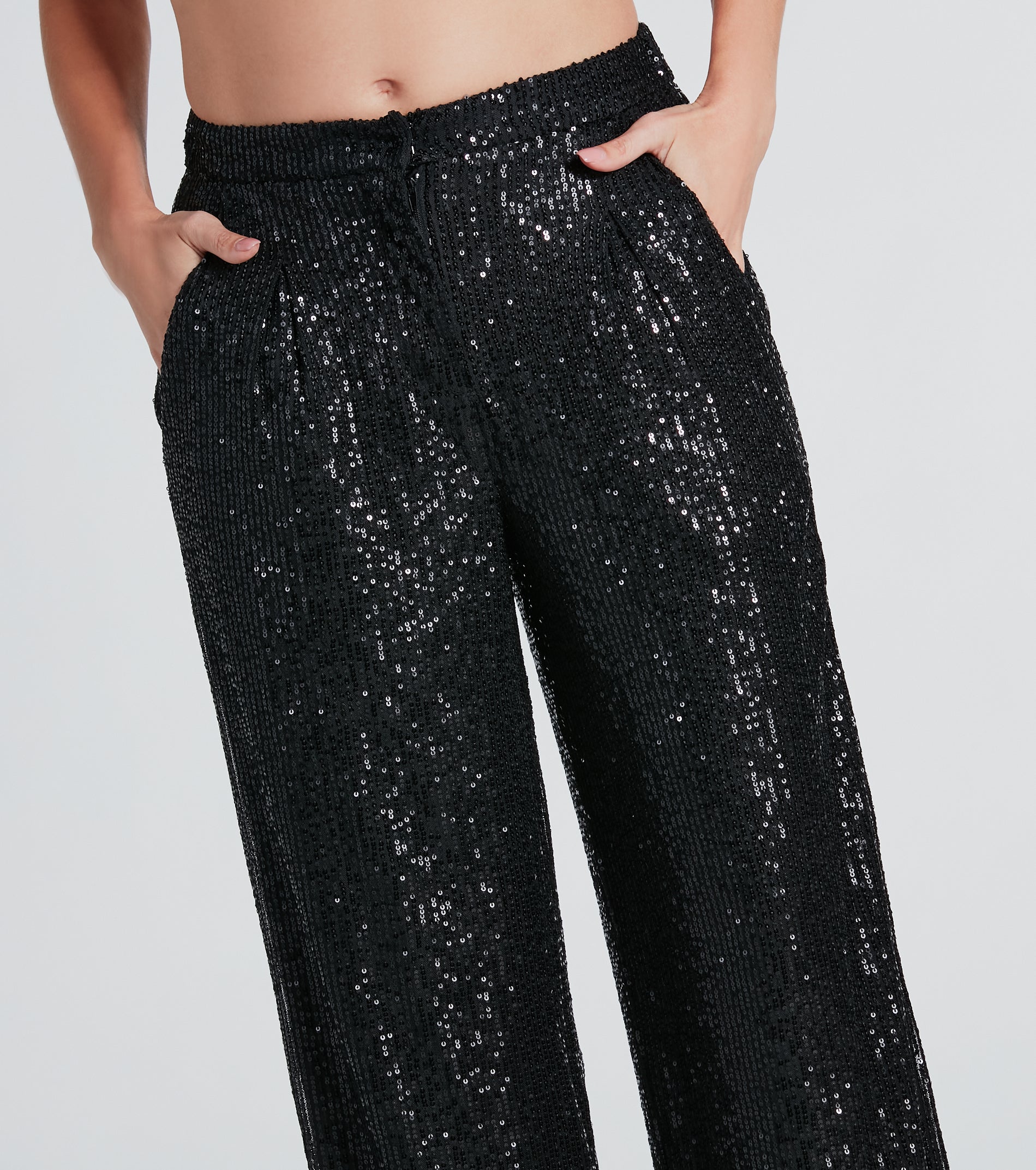 Night Cocktails Sequin High-Rise Flare Pants