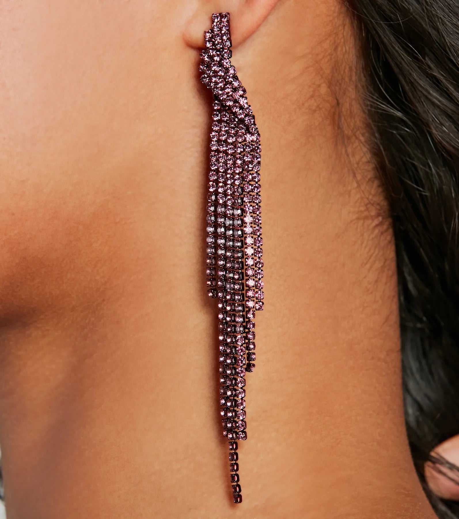 Captivating Shine Rhinestone Fringe Earrings