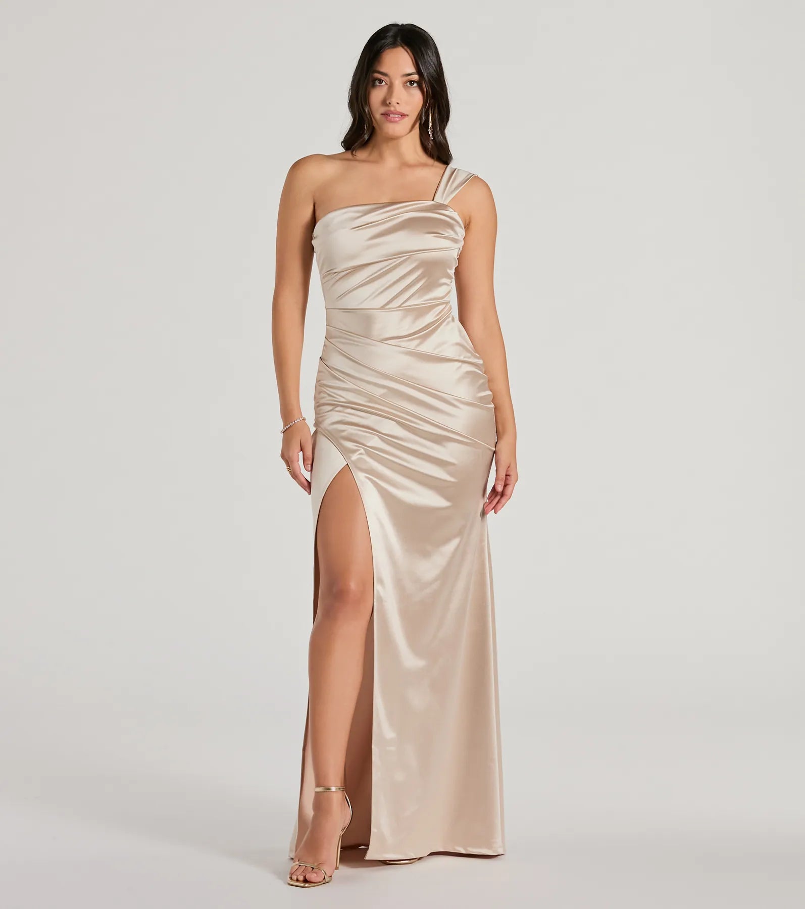 Kathie Formal Satin One-Shoulder Dress