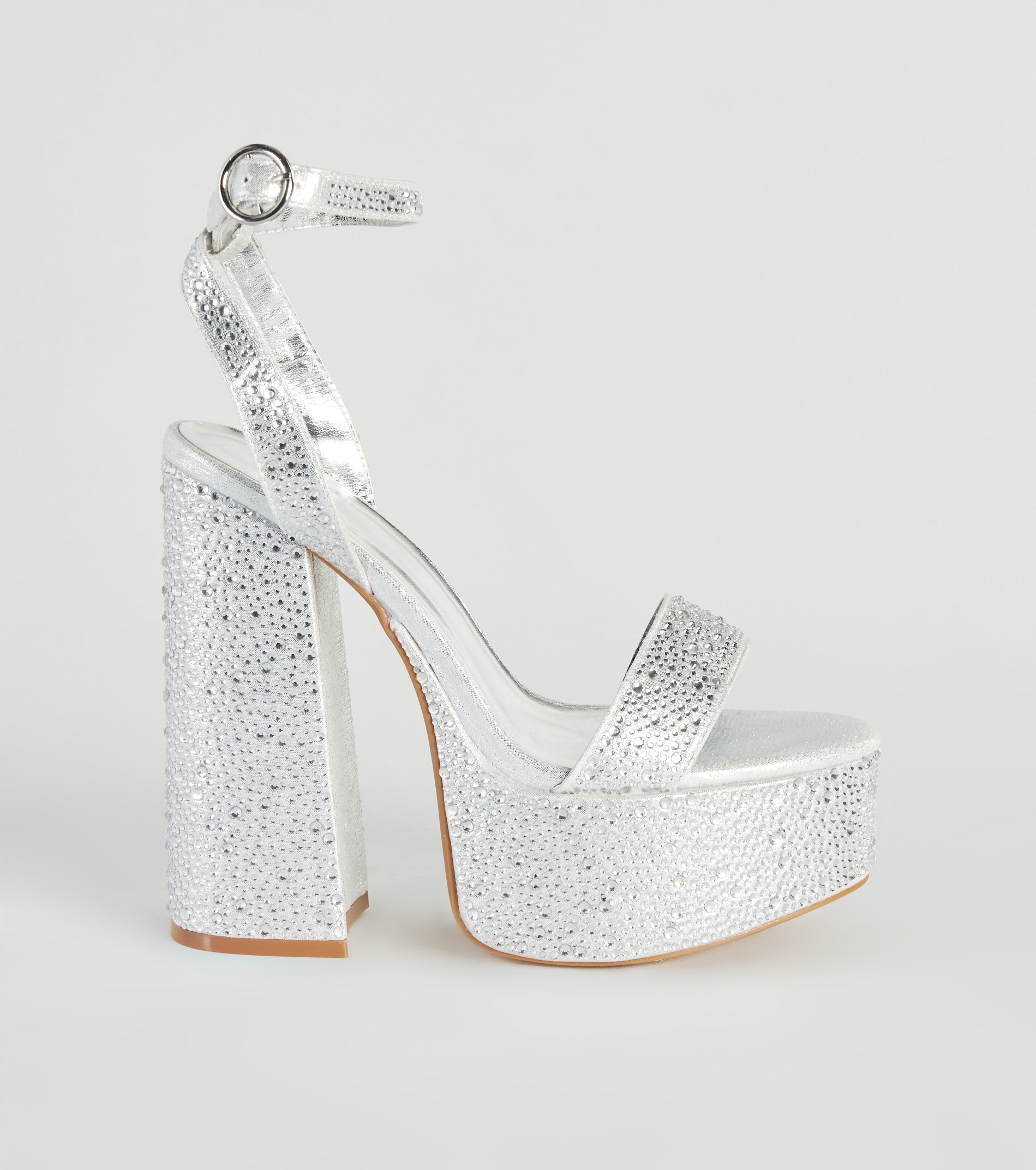 Amp Up The Glam Rhinestone Chrome Platform Heels