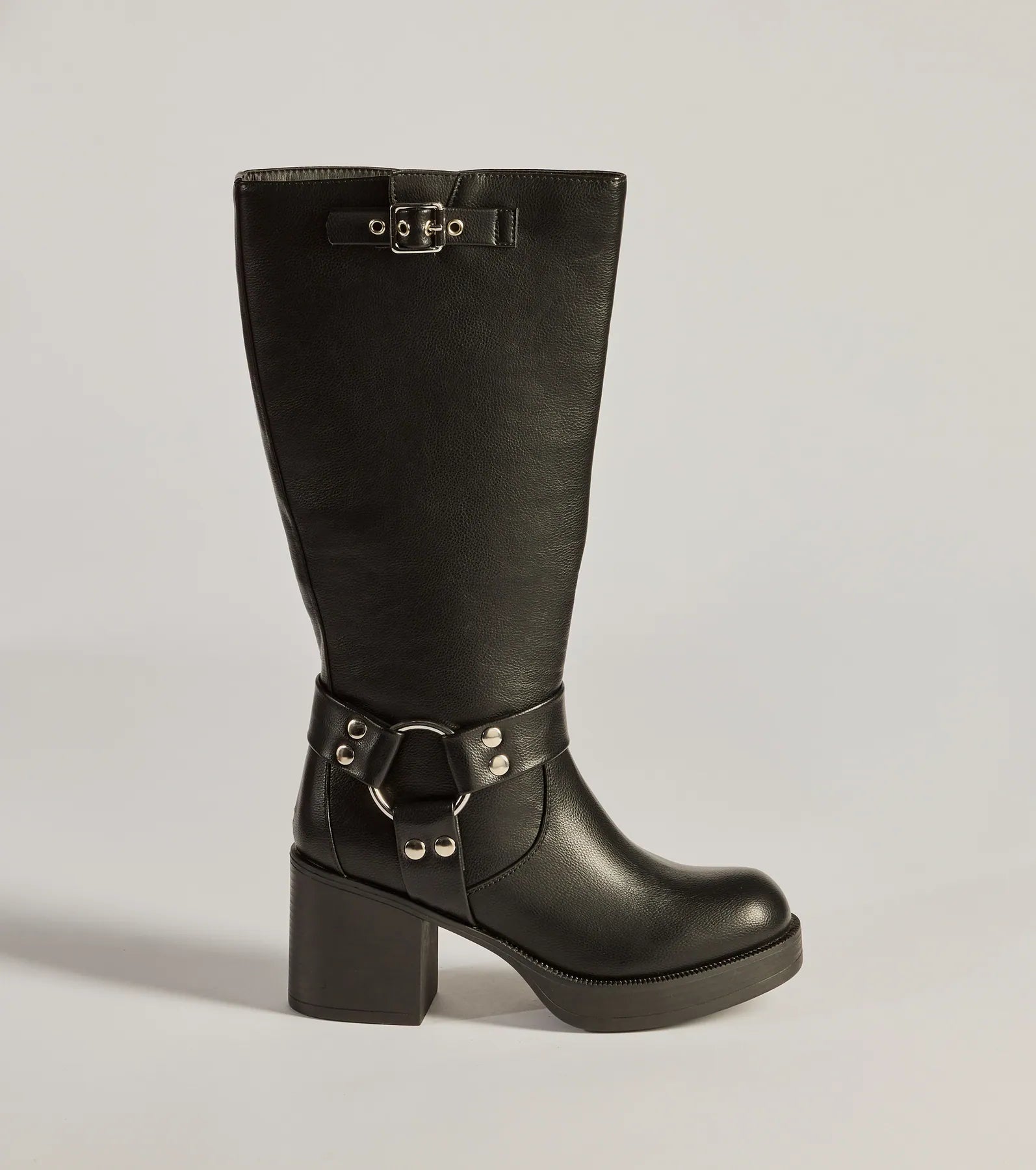 Chic Edge Under-The-Knee Moto Platform Boots