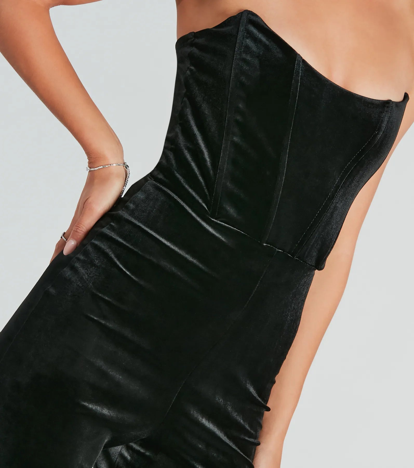 She's Luxe Velvet Corset Jumpsuit