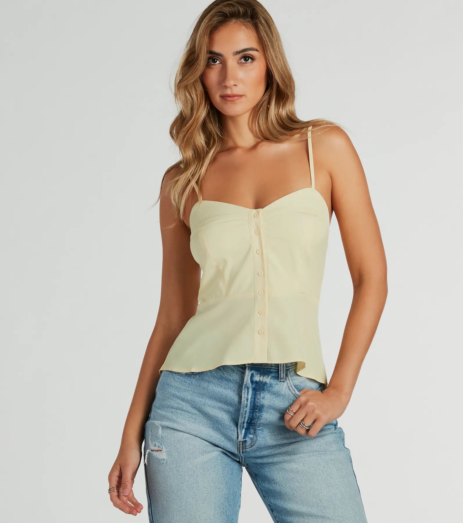 Sweet Admiration Button Peplum Tank Top