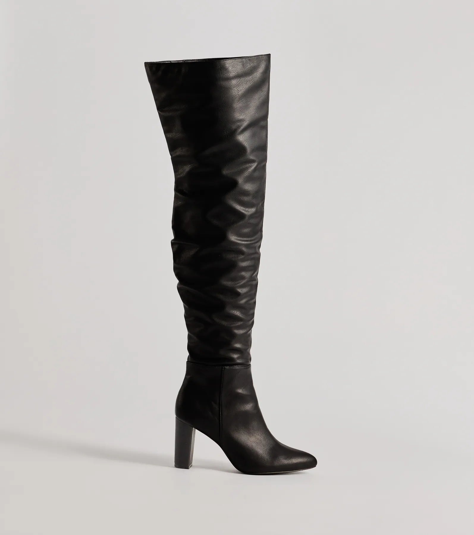 Trendy Strut Faux Leather Over-The-Knee Boots