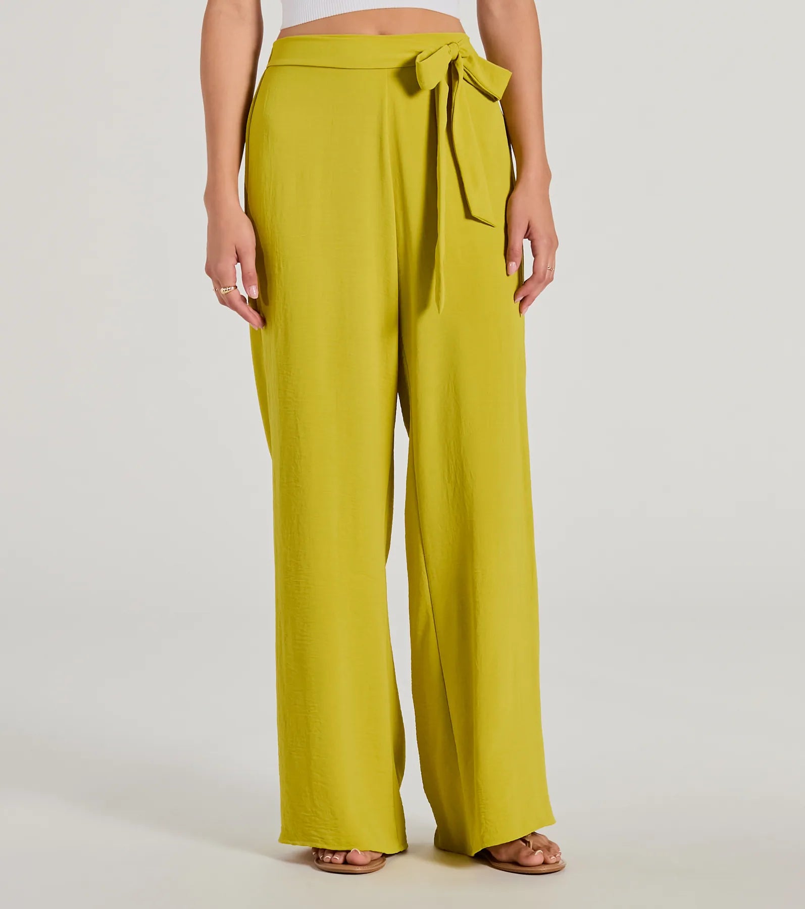 Coastal Style Woven Tie-Waist Wide-Leg Pants