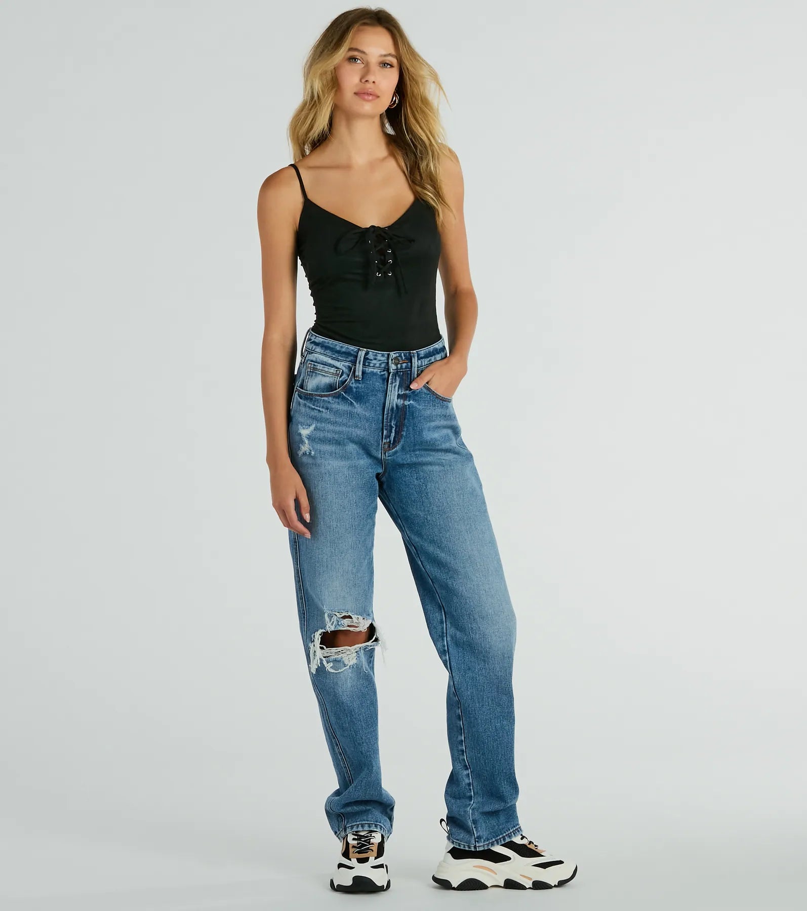 Lace Me Up Sleeveless Faux Suede Bodysuit