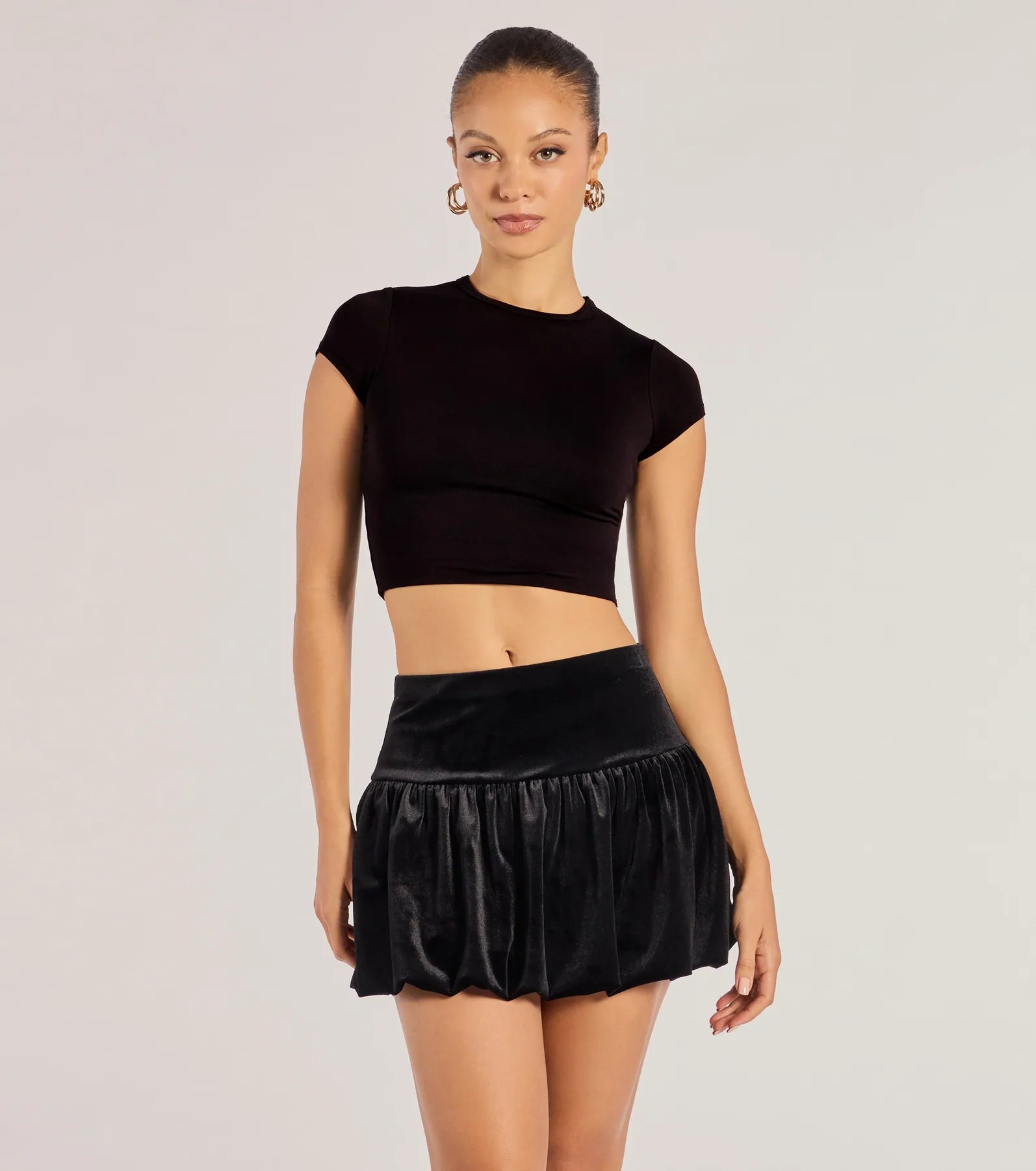 Luxe Impression Velvet Bubble Skort