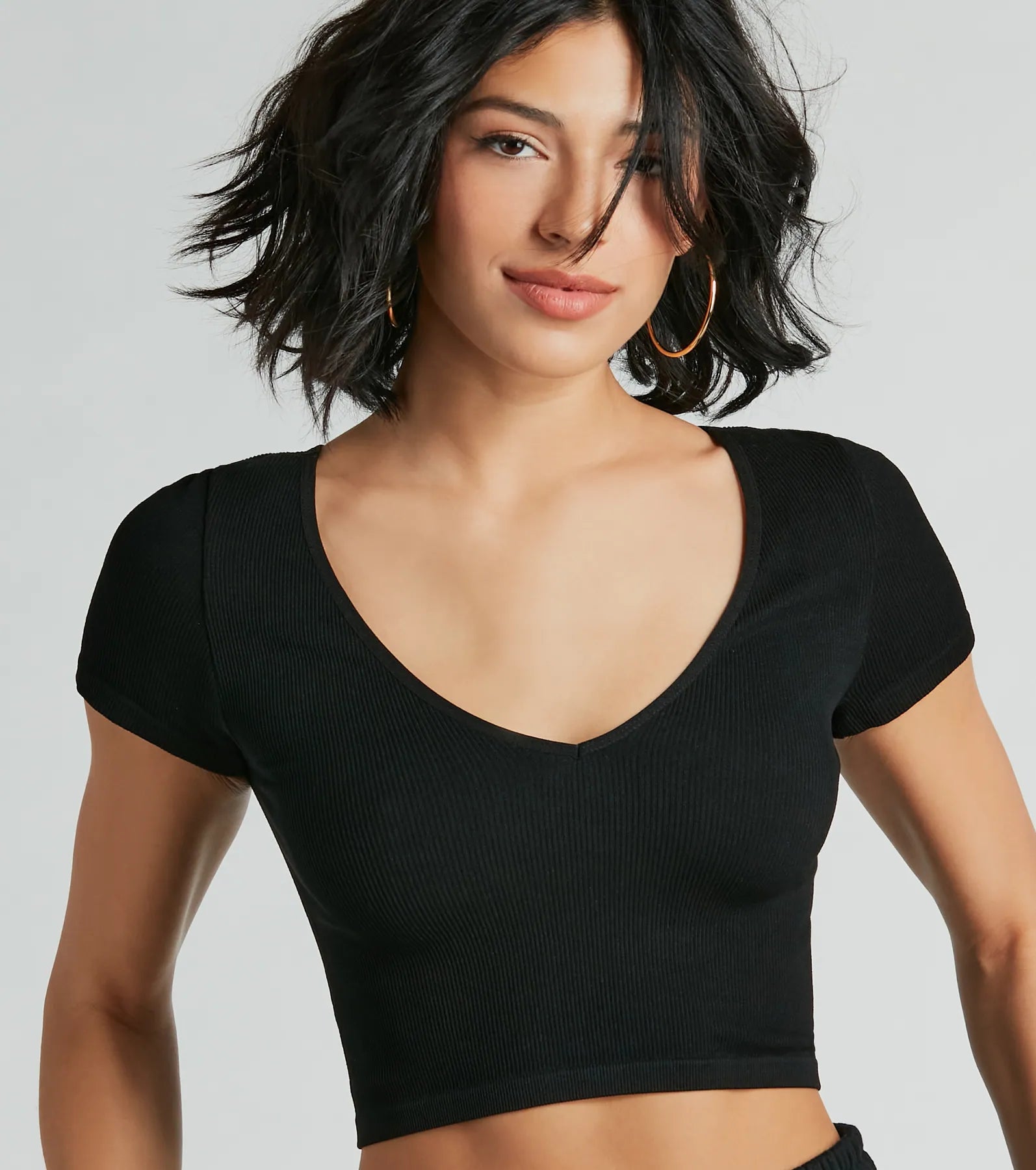 Stylish Essential Short Sleeve Knit Crop Top