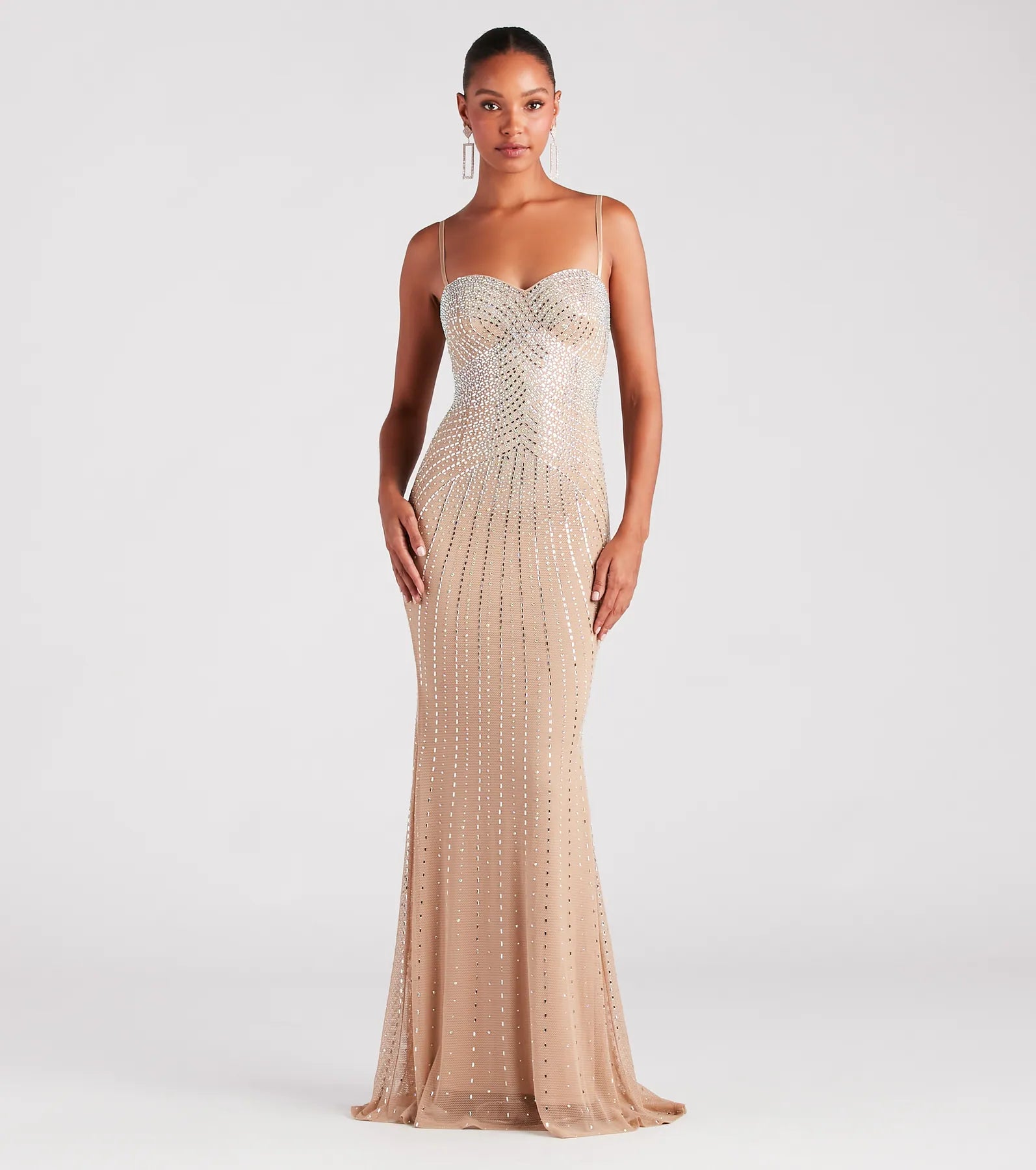 Tori Formal Rhinestone Mermaid Long Dress