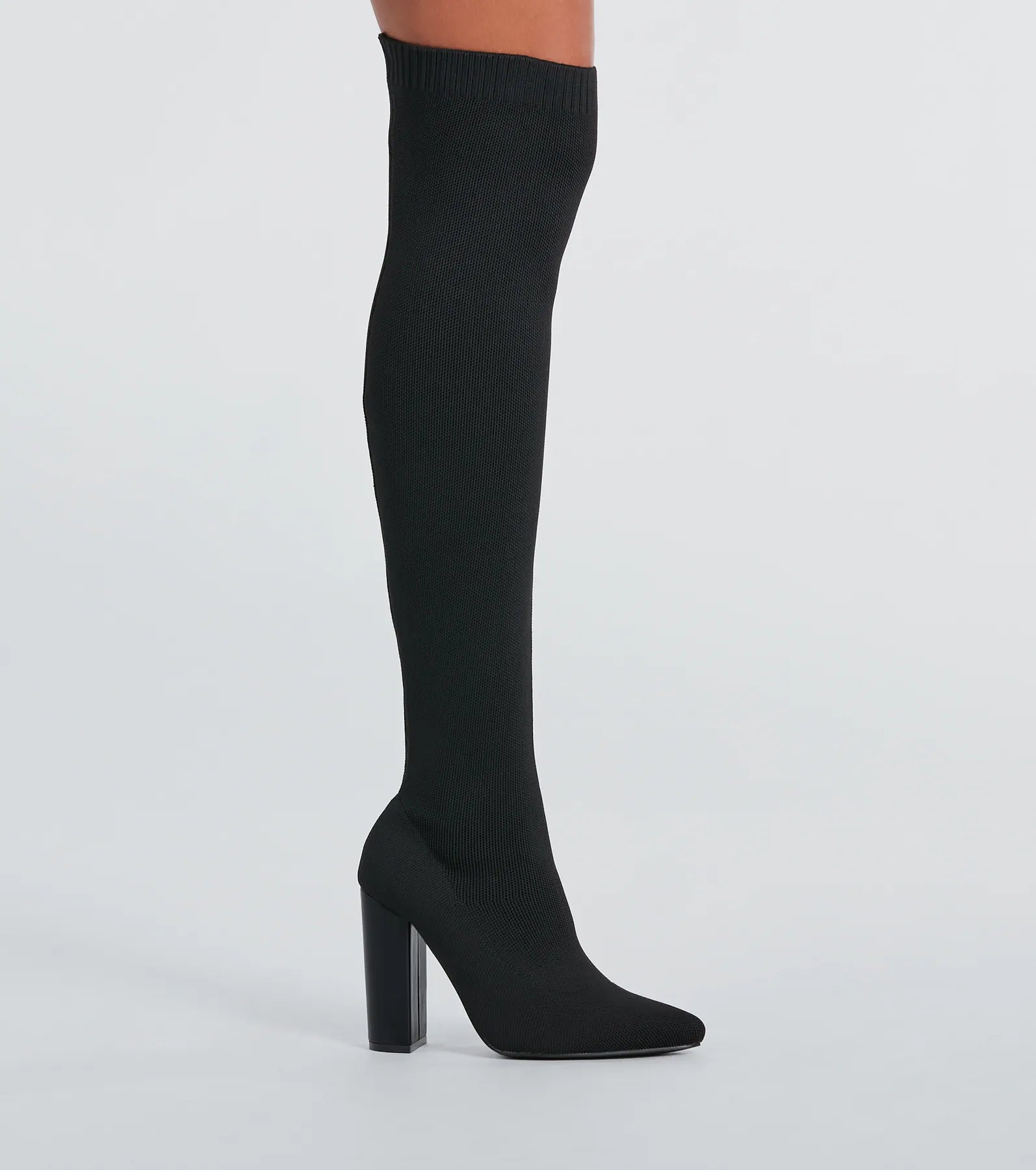 Knit Girl Thigh-High Block Heel Boots