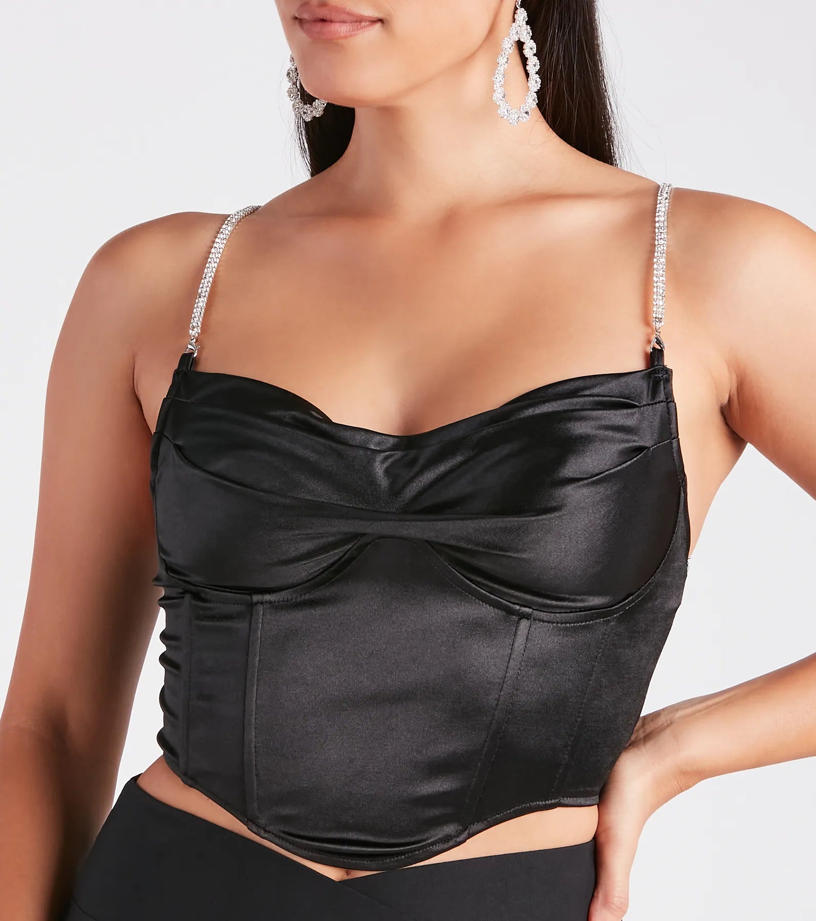 Bust Out The Rhinestone Satin Bustier