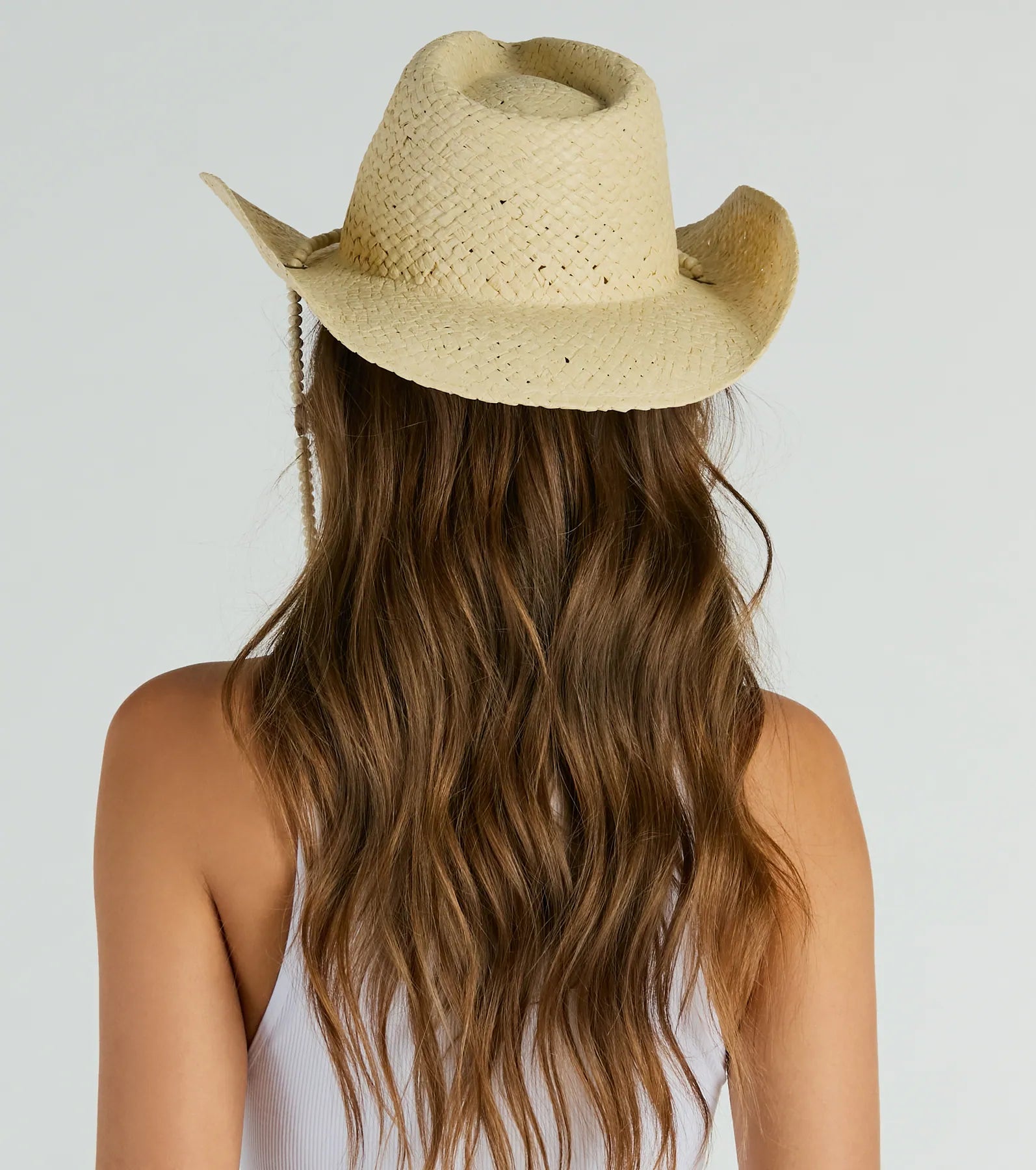 Beachy Shell-Trim Straw Cowboy Hat