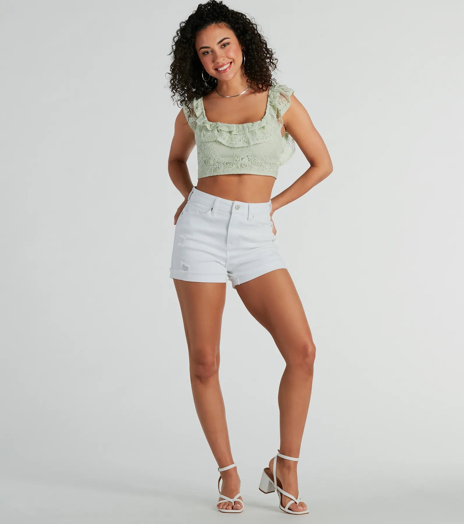 Flirty Aurora Ruffle Lace Crop Top