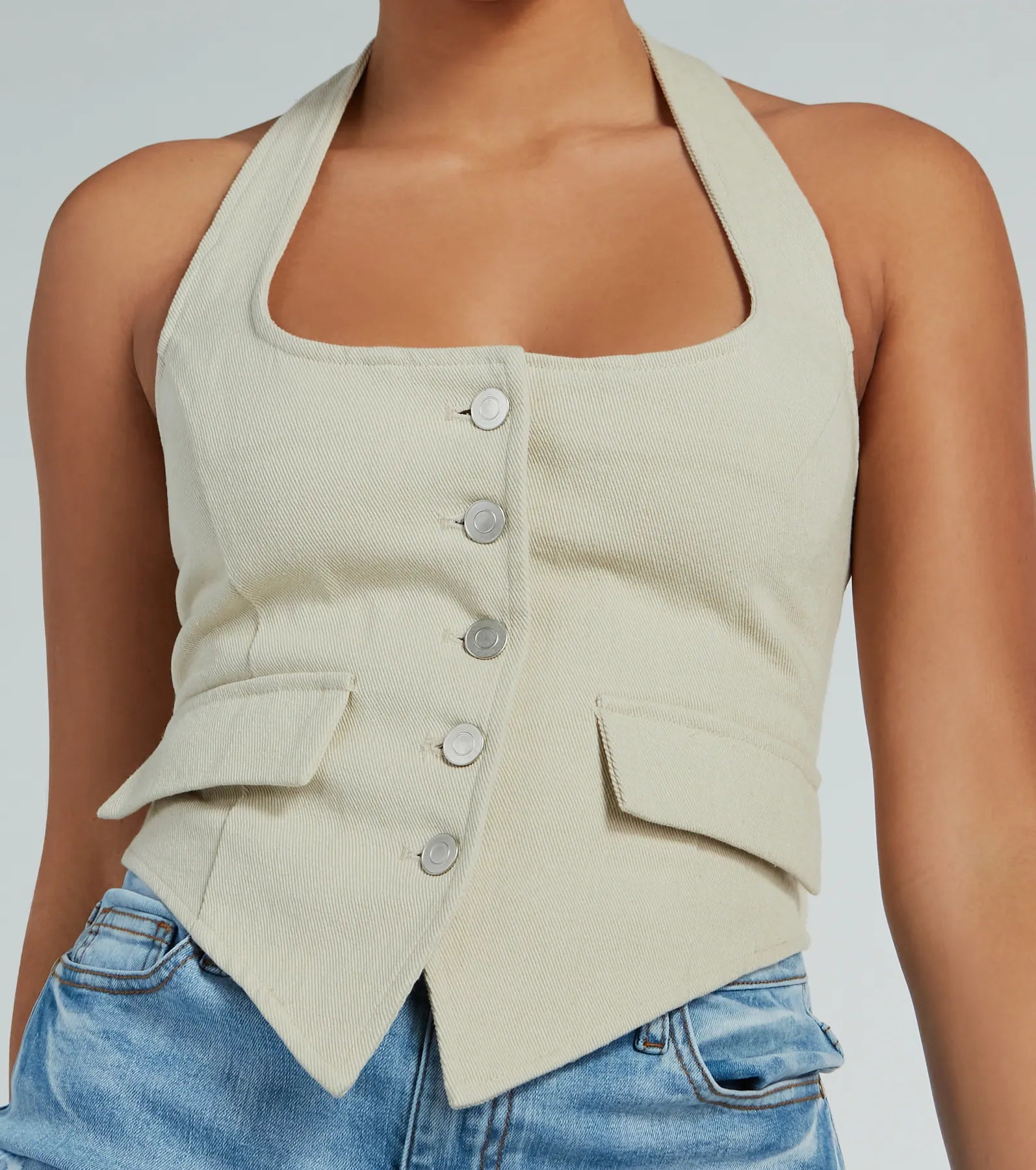 Best In Style Halter Button Up Vest