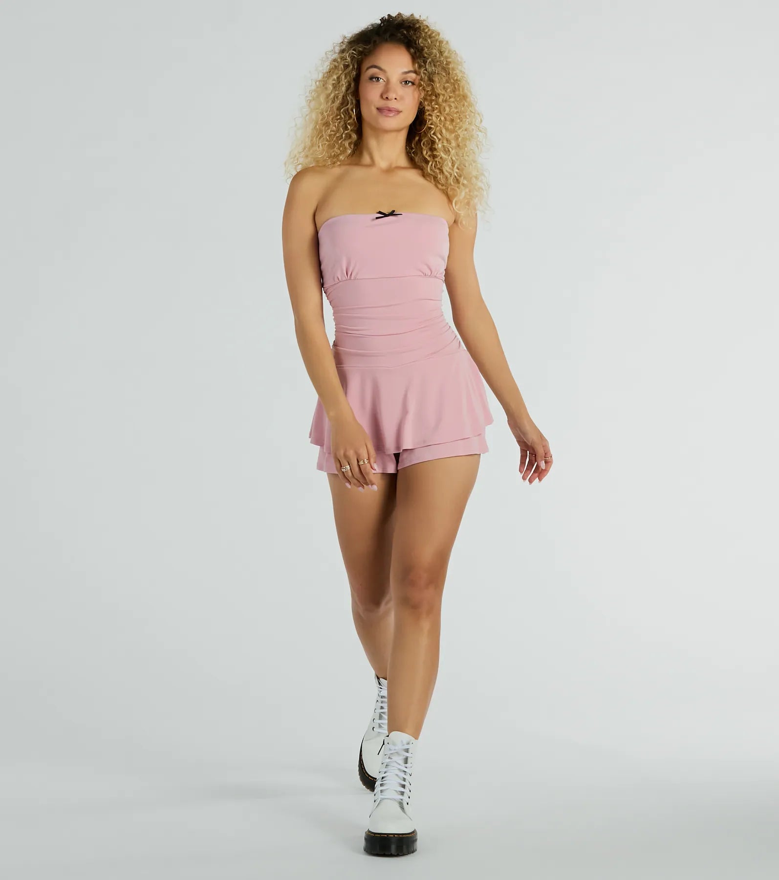 Sunday Brunch Strapless Ruffle Romper