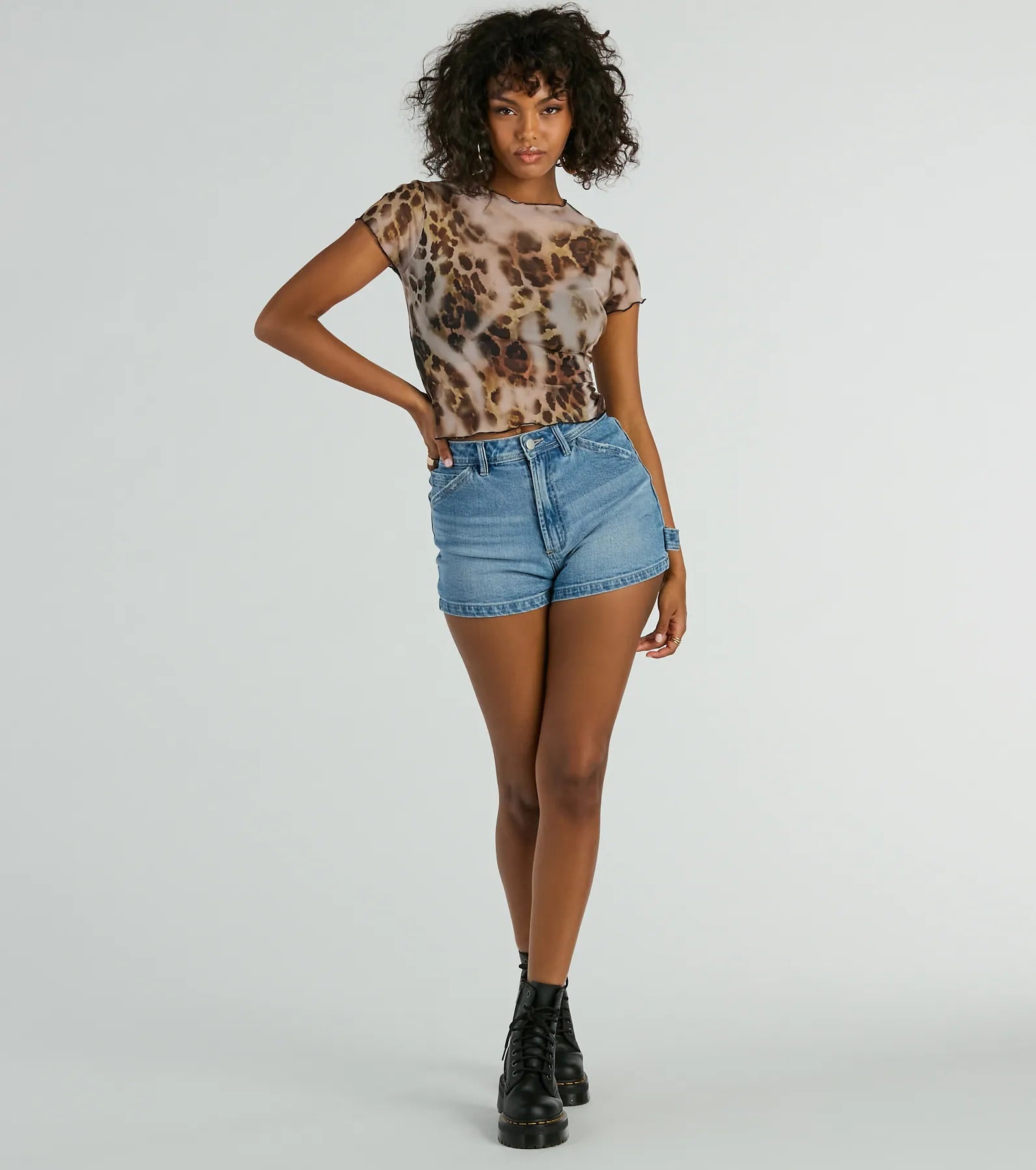 Fierce Trendsetter Leopard Mesh Crop Top