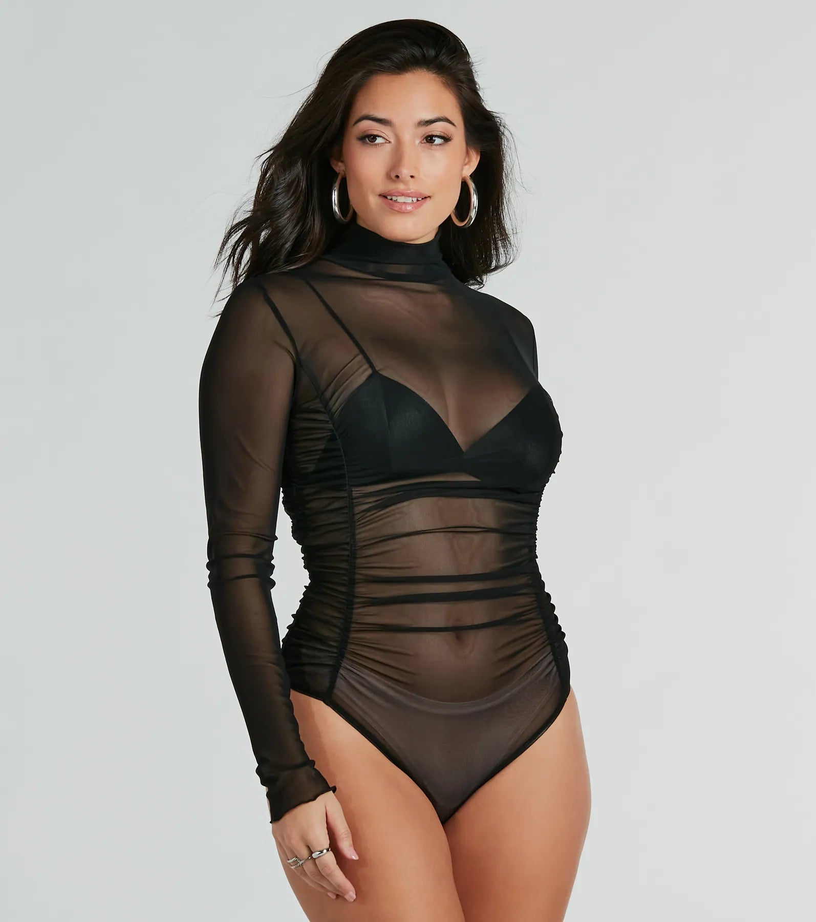 Notice Me Long Sleeve Sheer Mesh Bodysuit