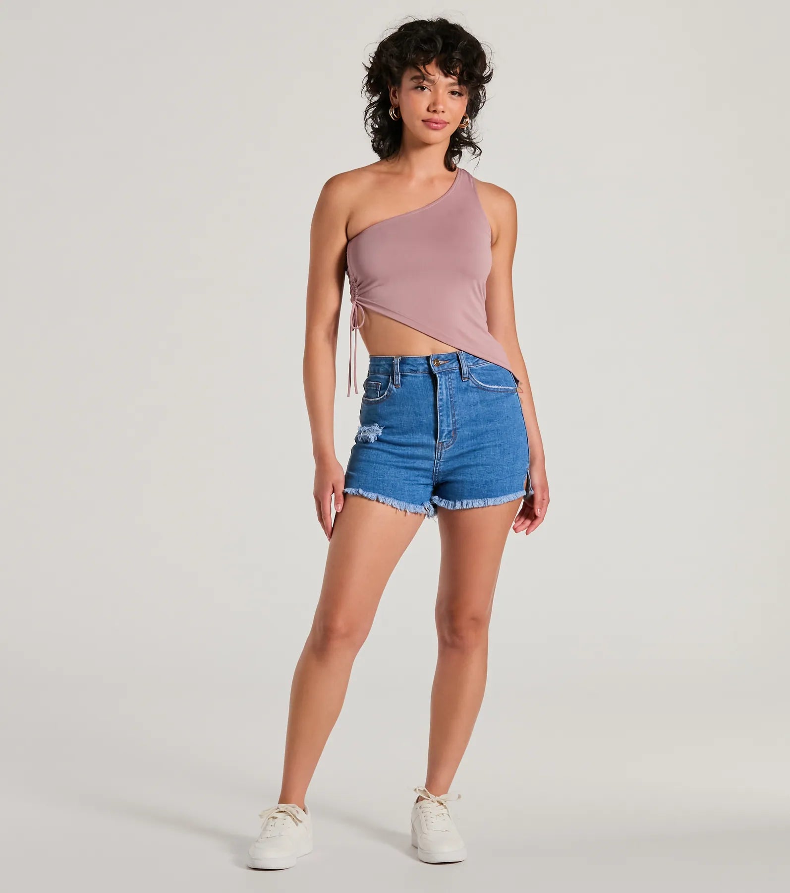 Mentionable Flirt One-Shoulder Asymmetrical Crop Top