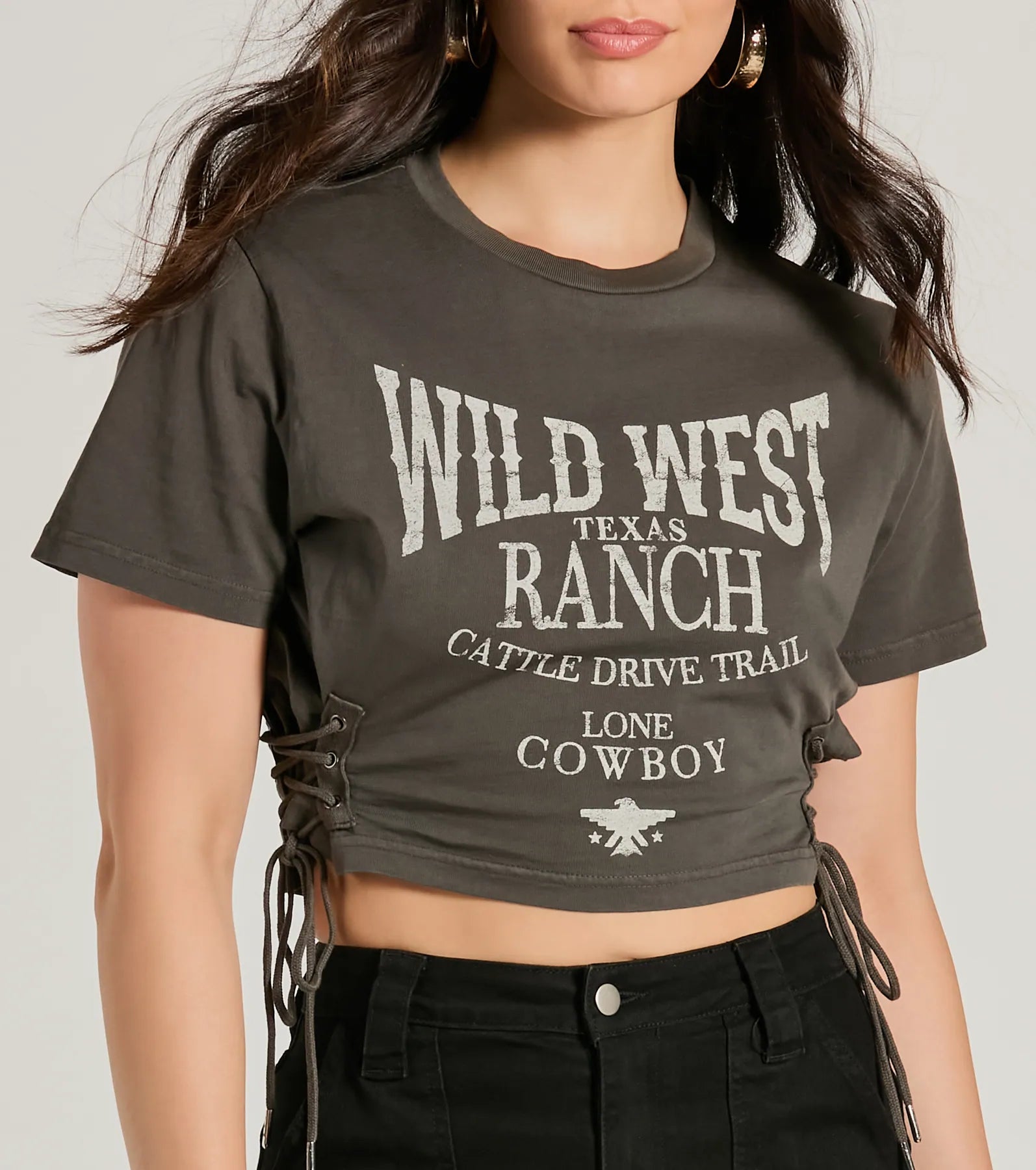 Wild West Lace-Up Crop Graphic Tee