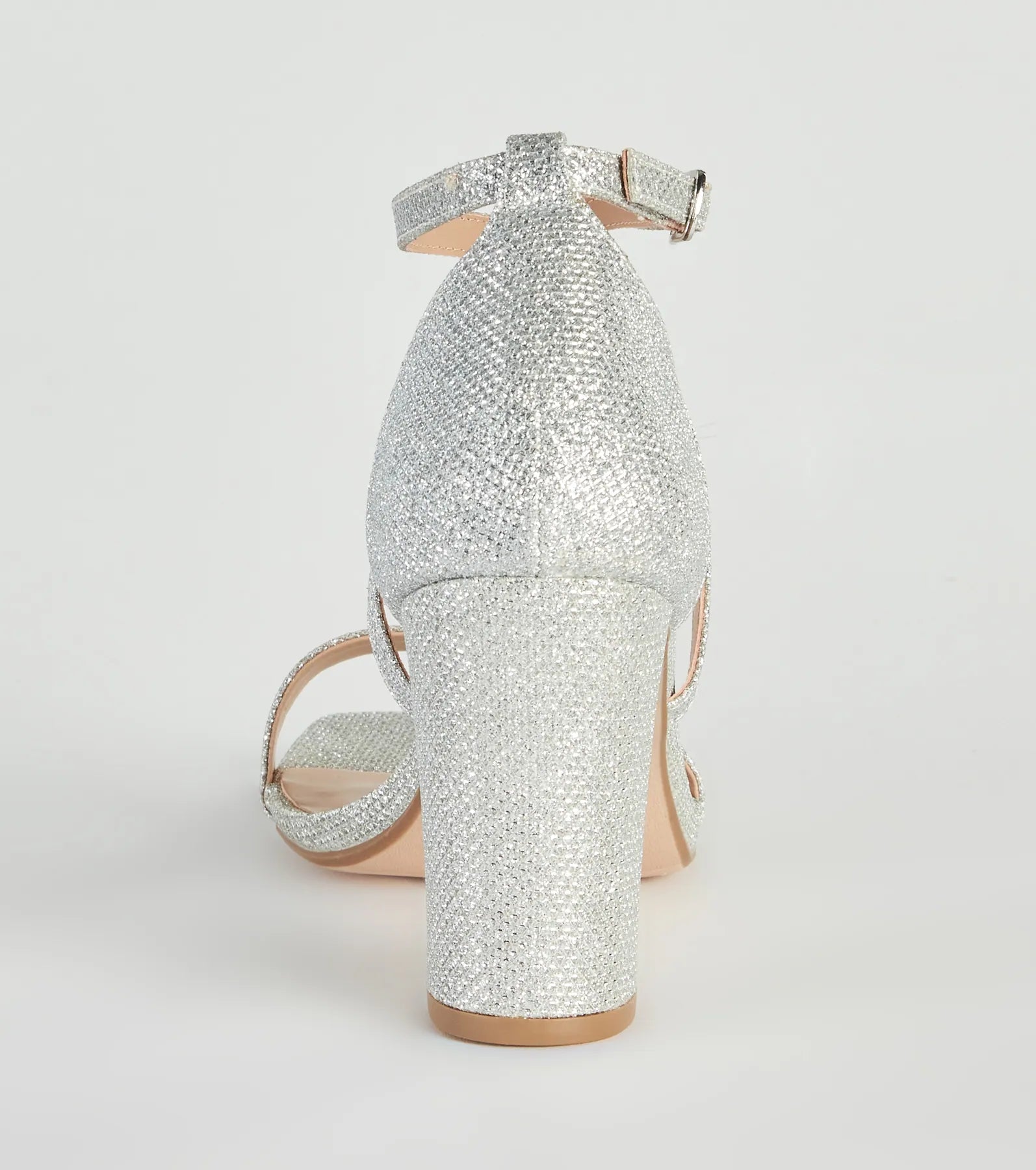 About The Sparkle Glitter Mesh Block Heels