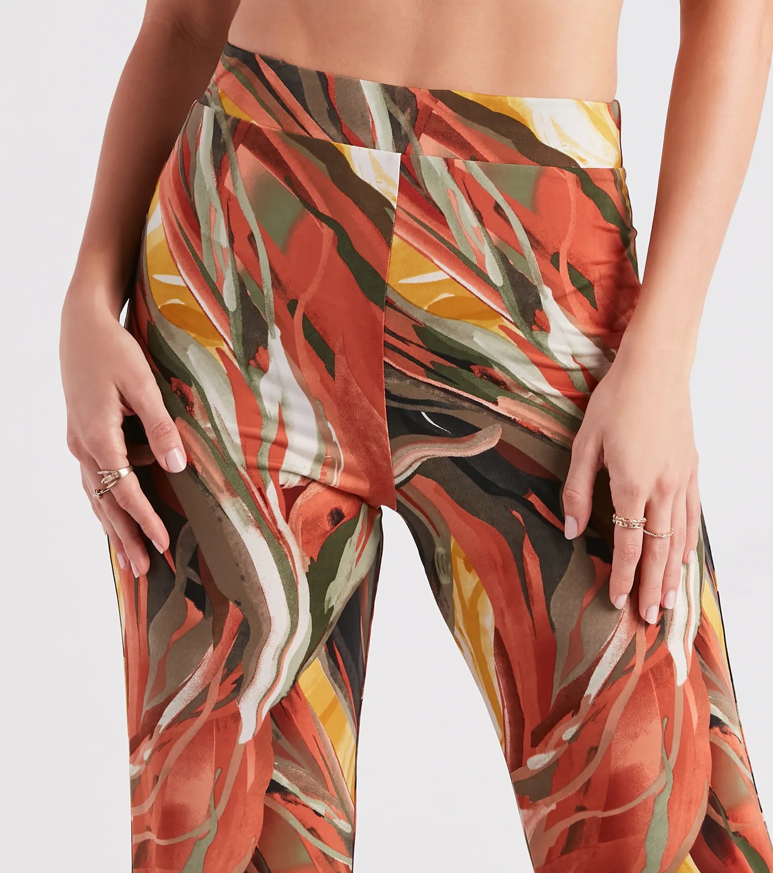 Abstract Chic Straight-Leg Pants