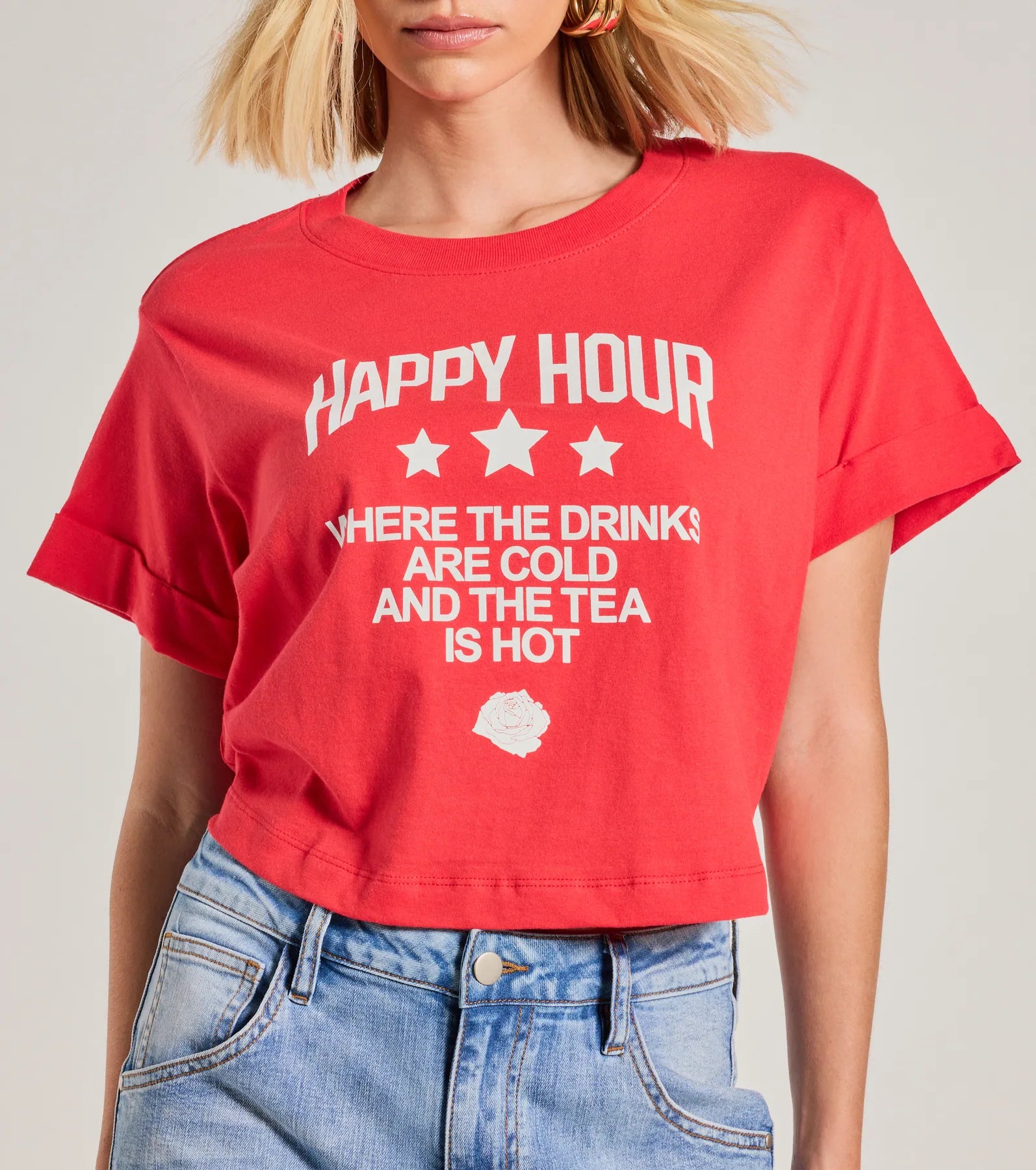 Happy Hour Crop Graphic Tee