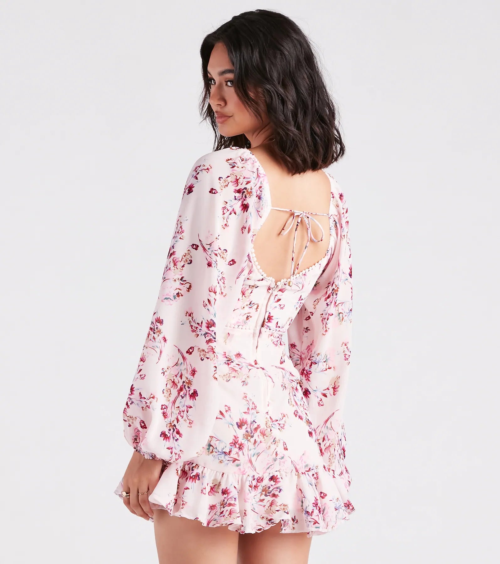 Ready For Floral Chiffon Ruffle Short Dress