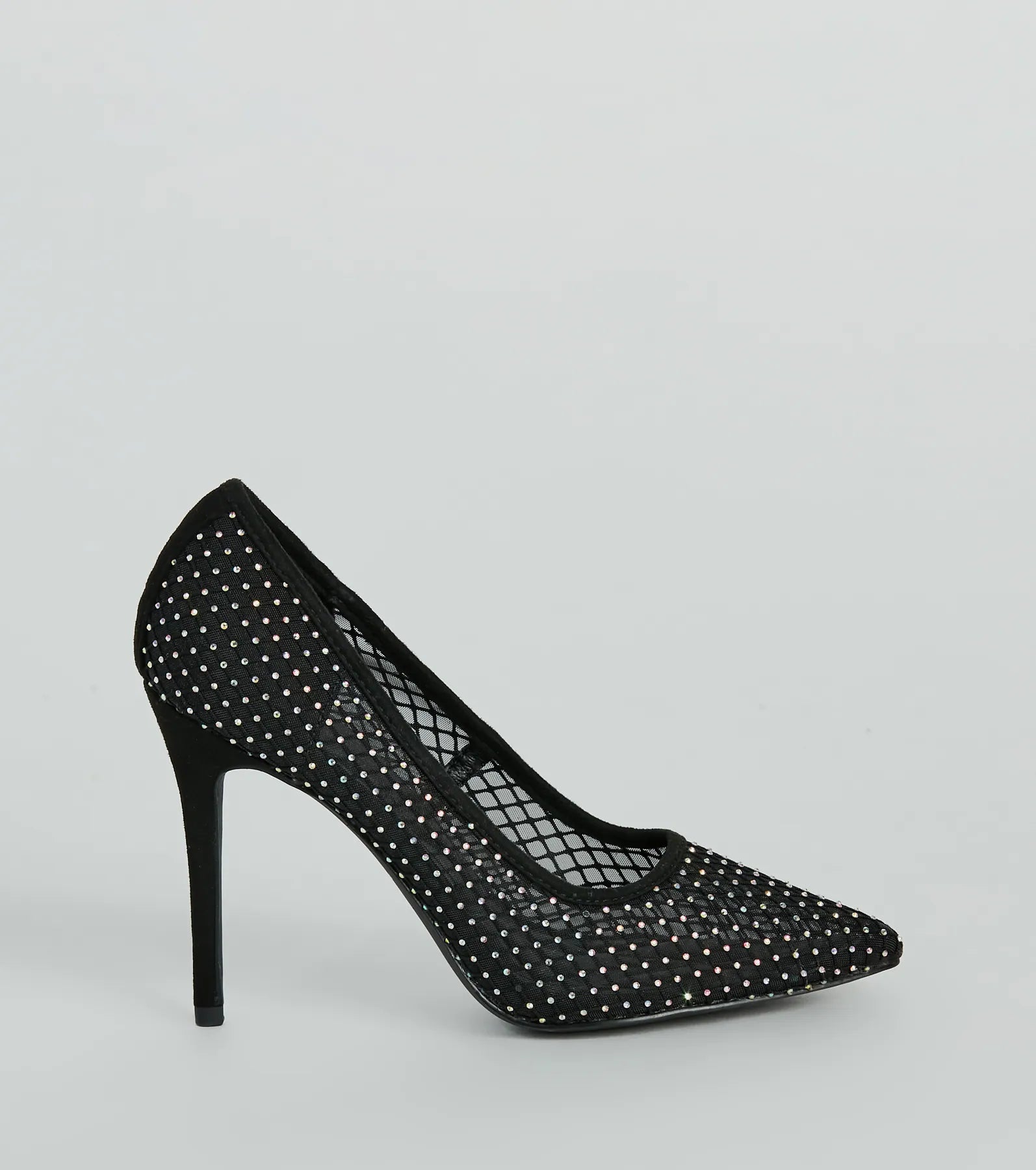 What A Catch Rhinestone Fishnet Stiletto Pumps