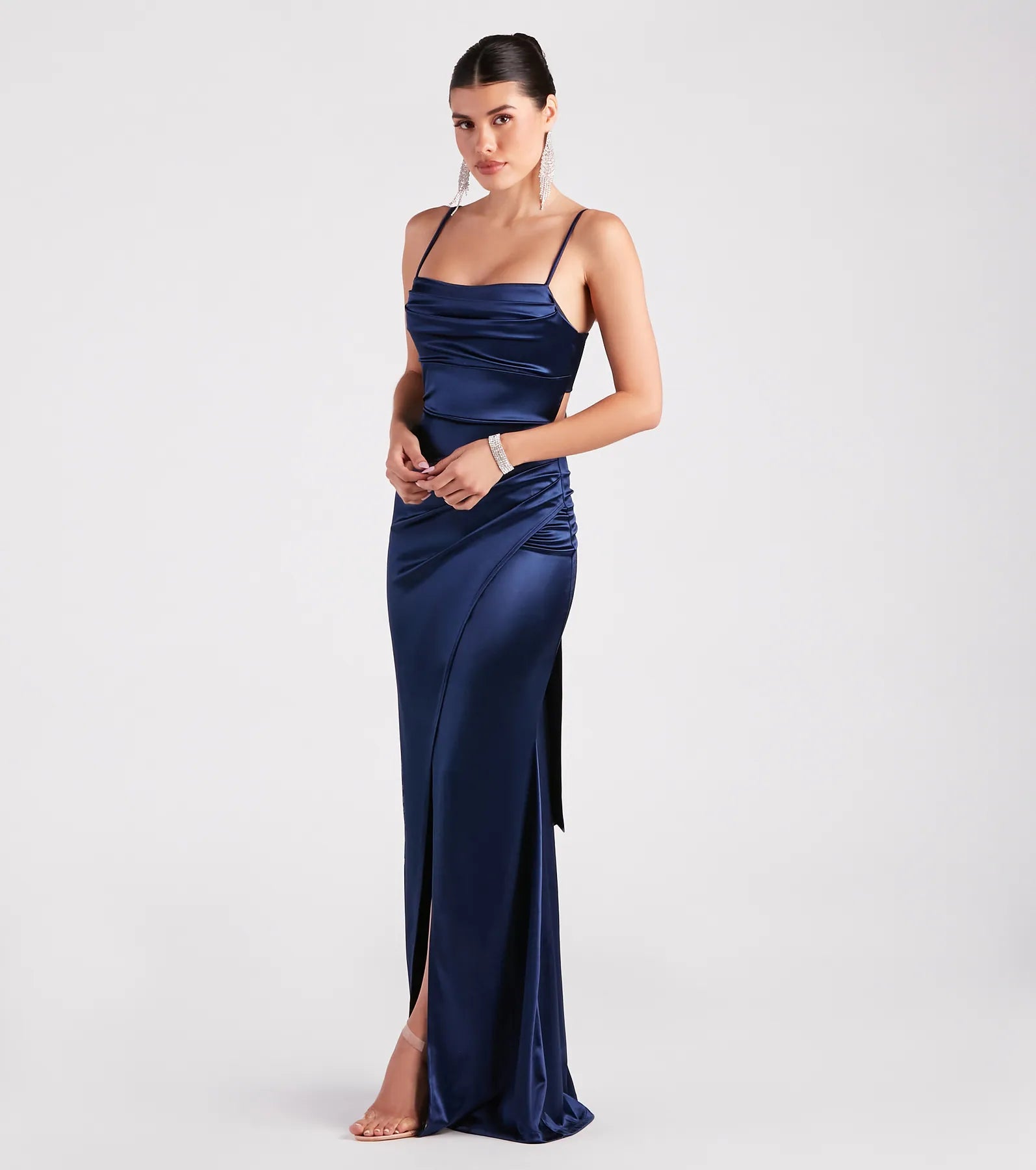 Laurel Formal Satin Tie-Back Mermaid Dress