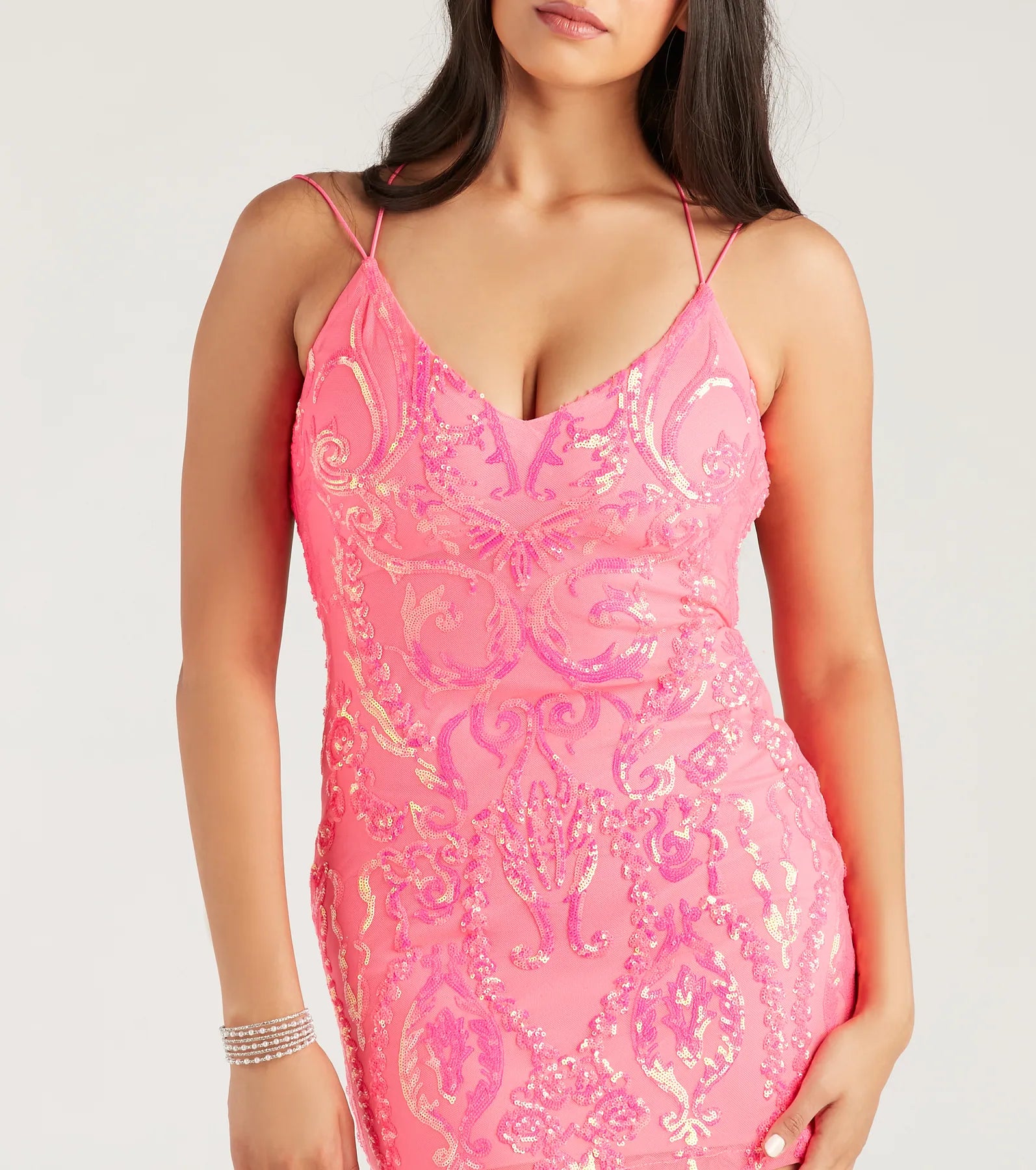 Phoenix Sequin Strappy Back Party Dress