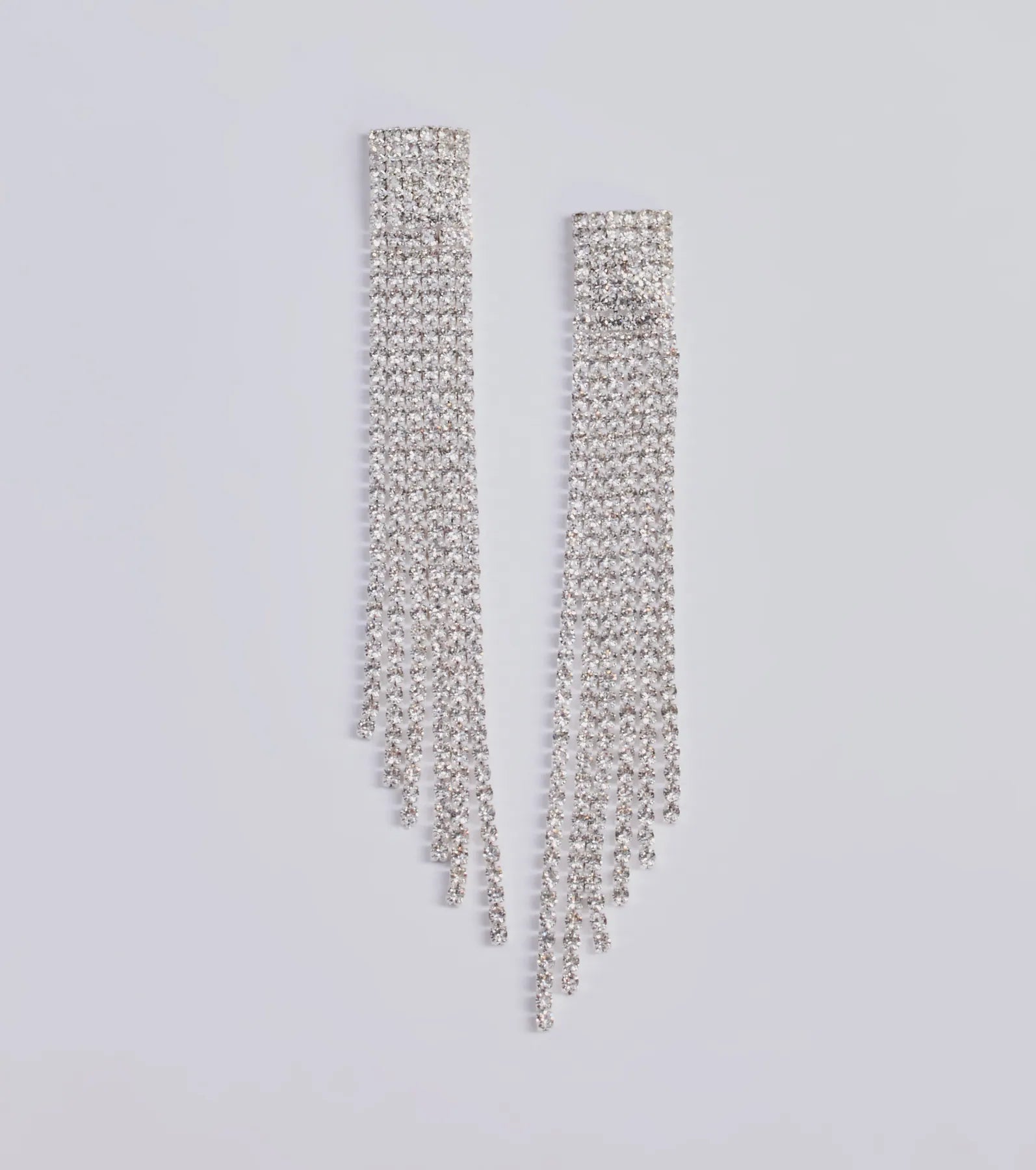 Pretty Shine Rhinestone Fringe Earrings