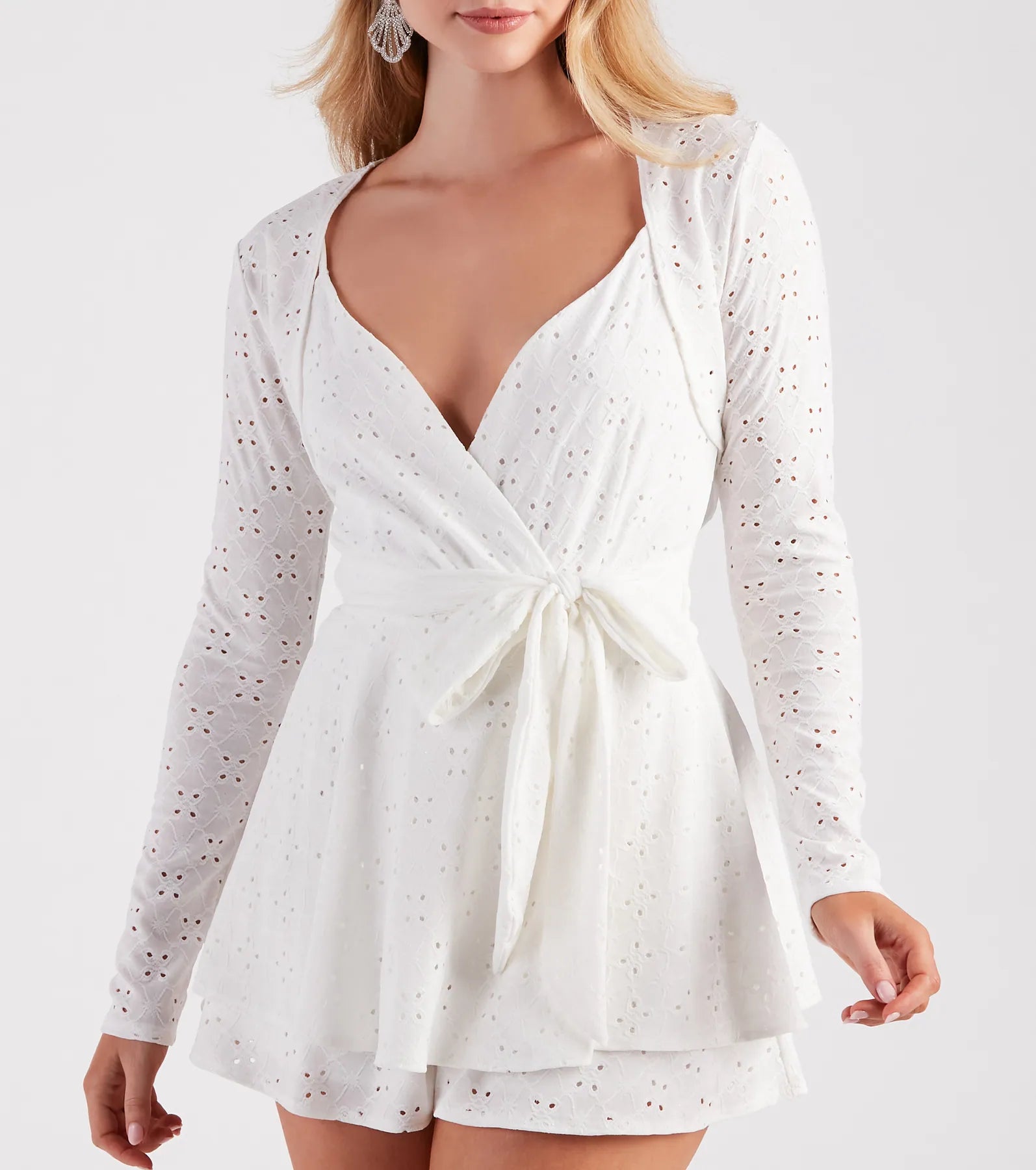 Adorably Stylish Eyelet Knit Bolero