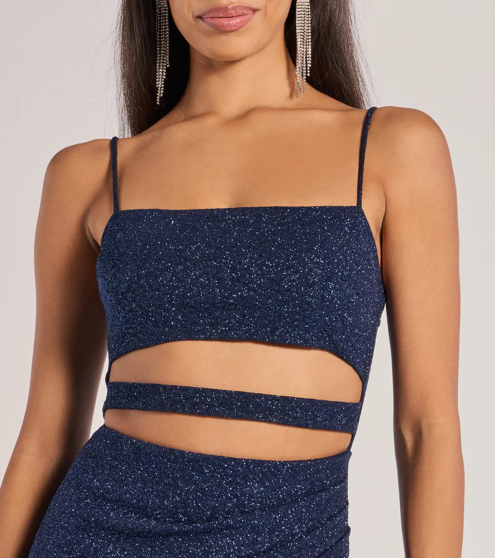 Candice Cutout Strappy Mermaid Glitter Formal Dress