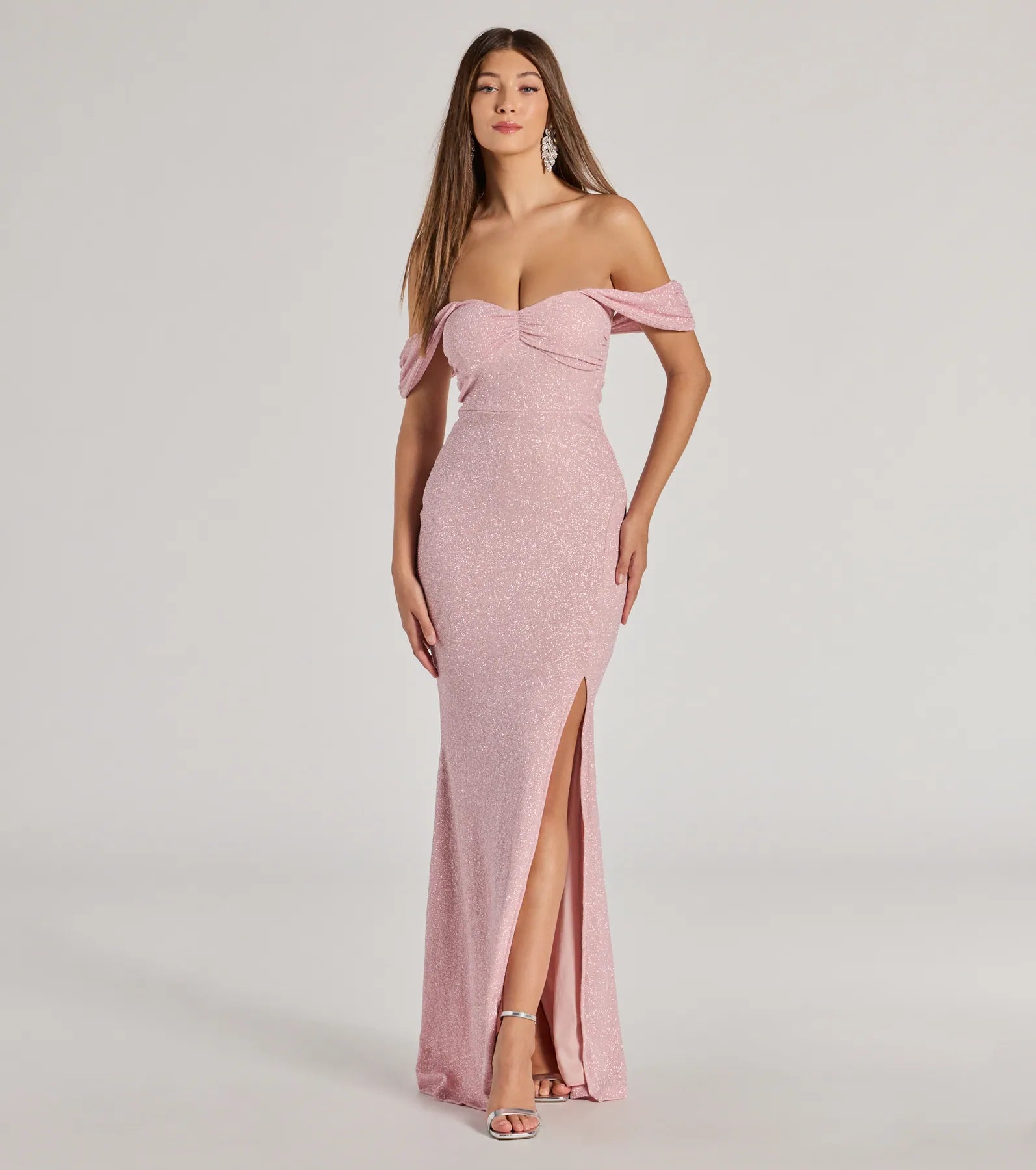 Tamara Off-The-Shoulder Mermaid Glitter Formal Dress