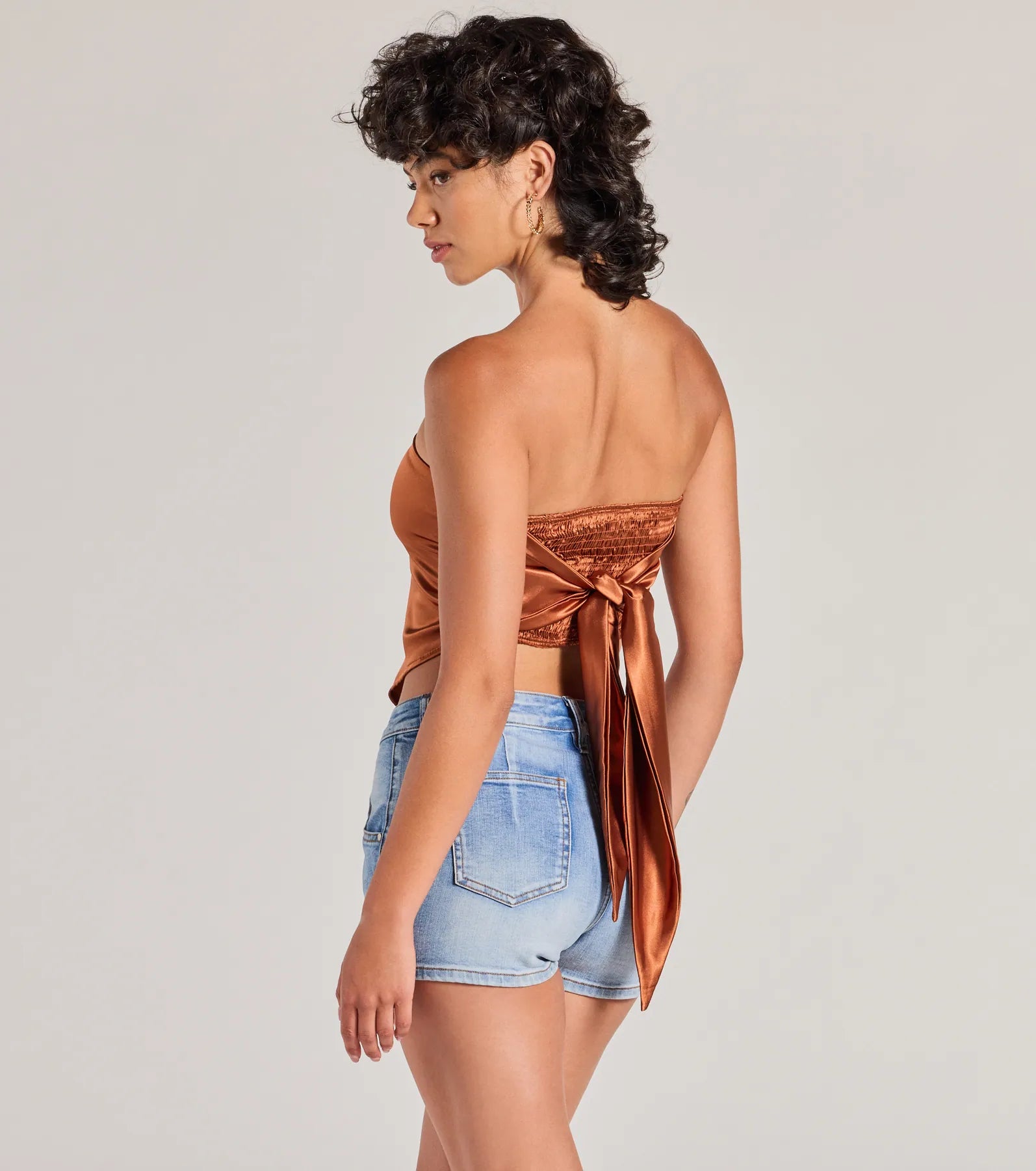 Chic Style Satin Cropped Tube Top