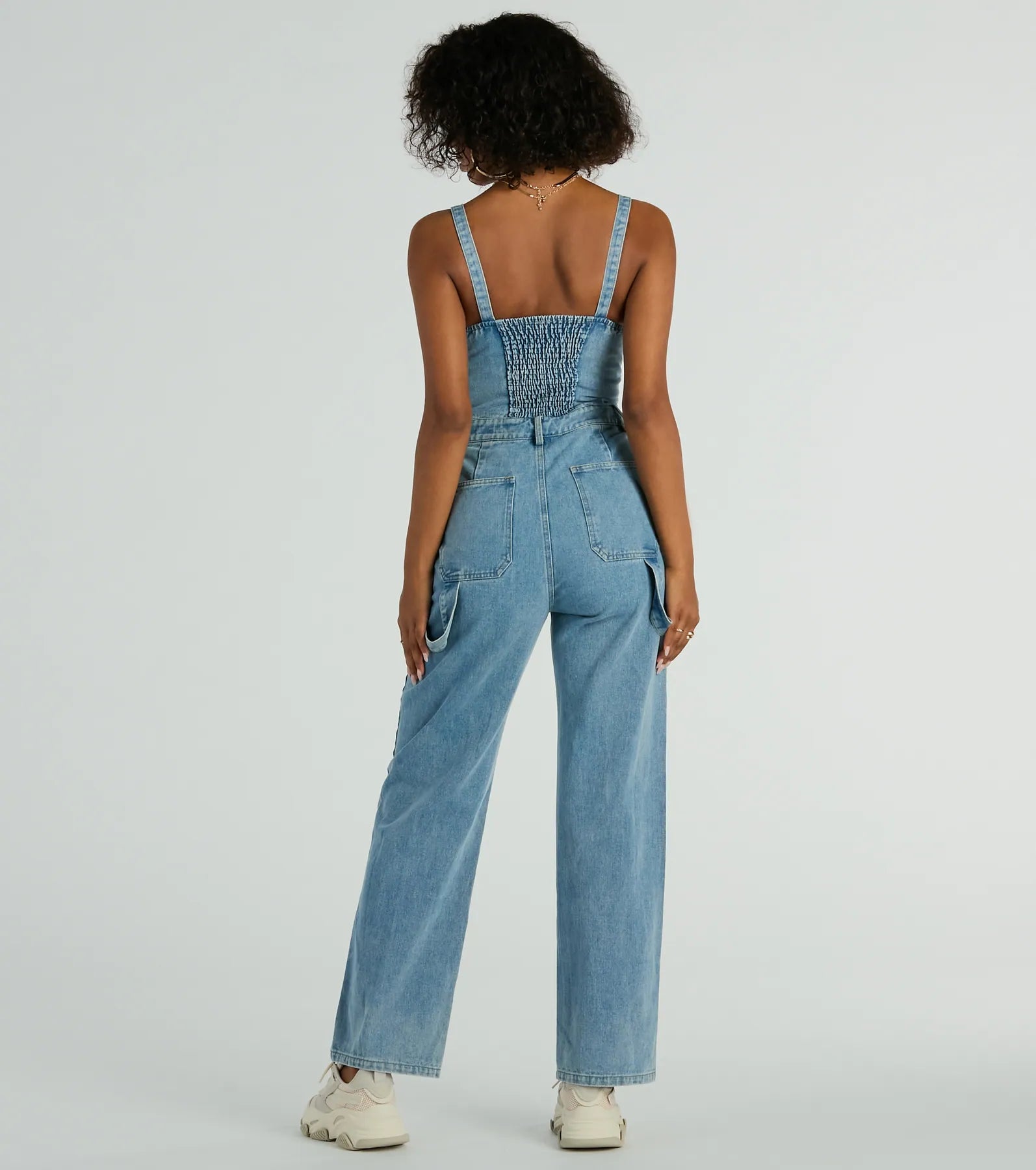 Trendy Perfection Button Up Wide Leg Denim Jumpsuit