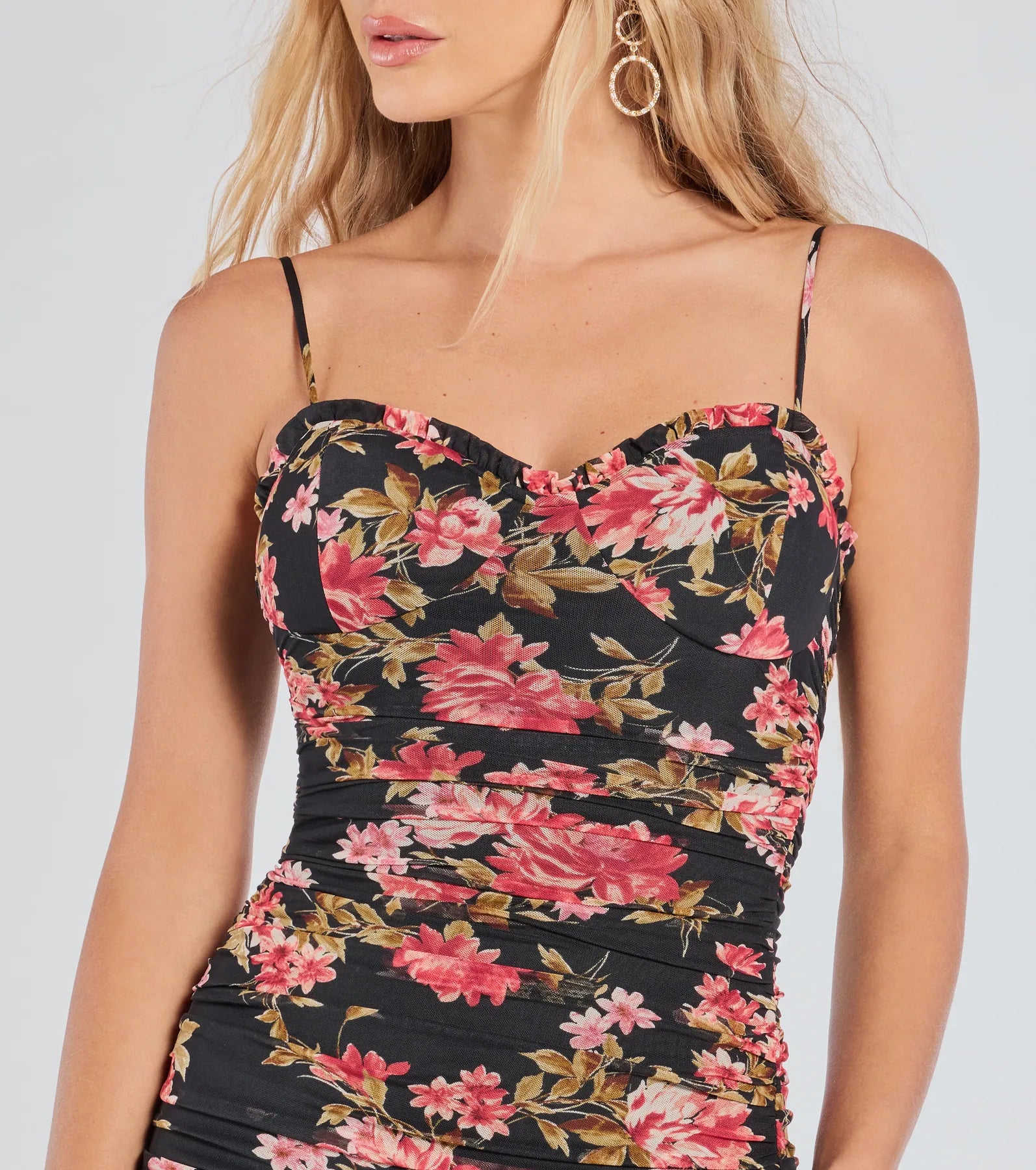 Romantic Possibilities Floral Mesh Midi Dress