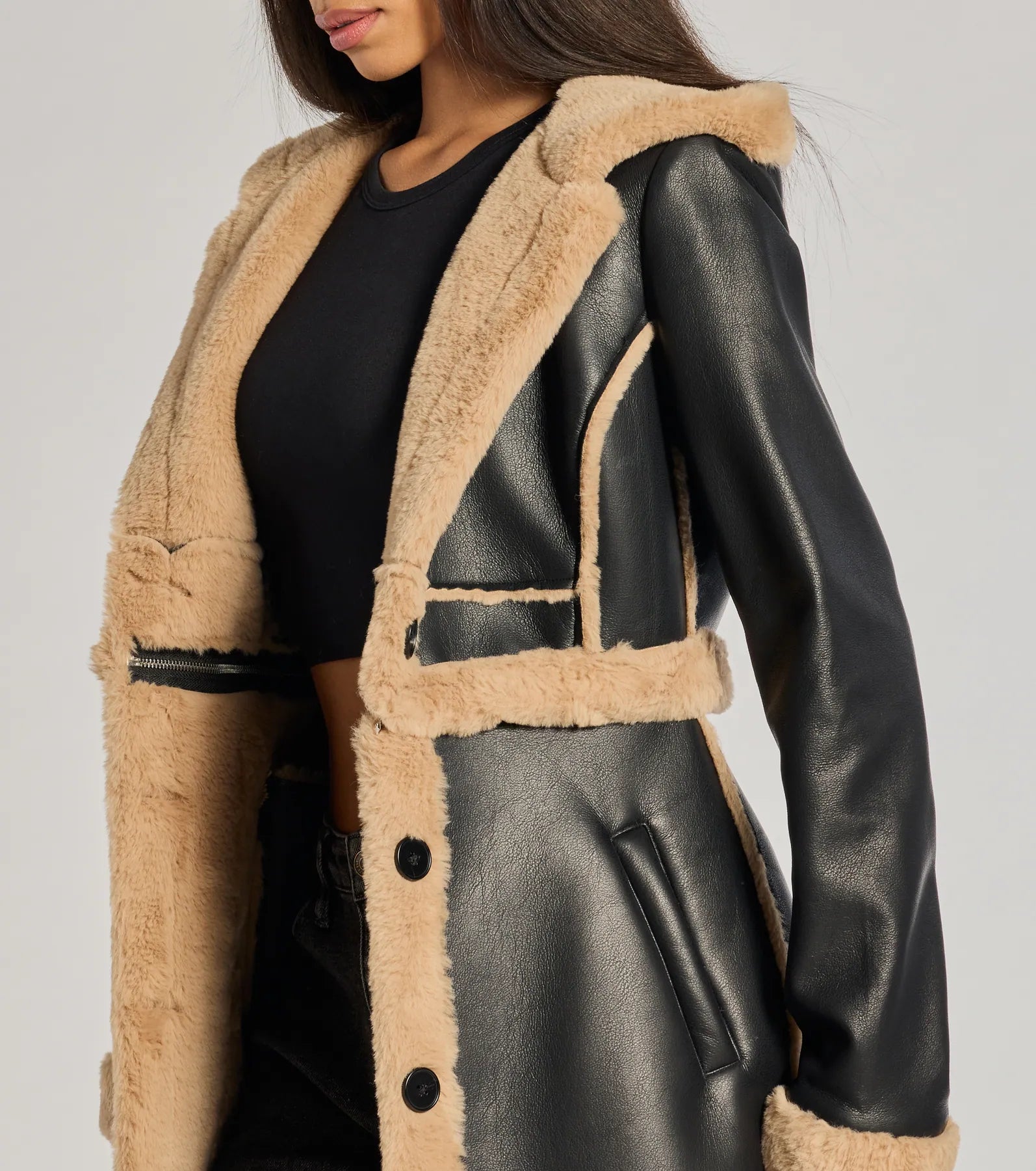 Runway Ready Convertible Faux Leather Trench Coat