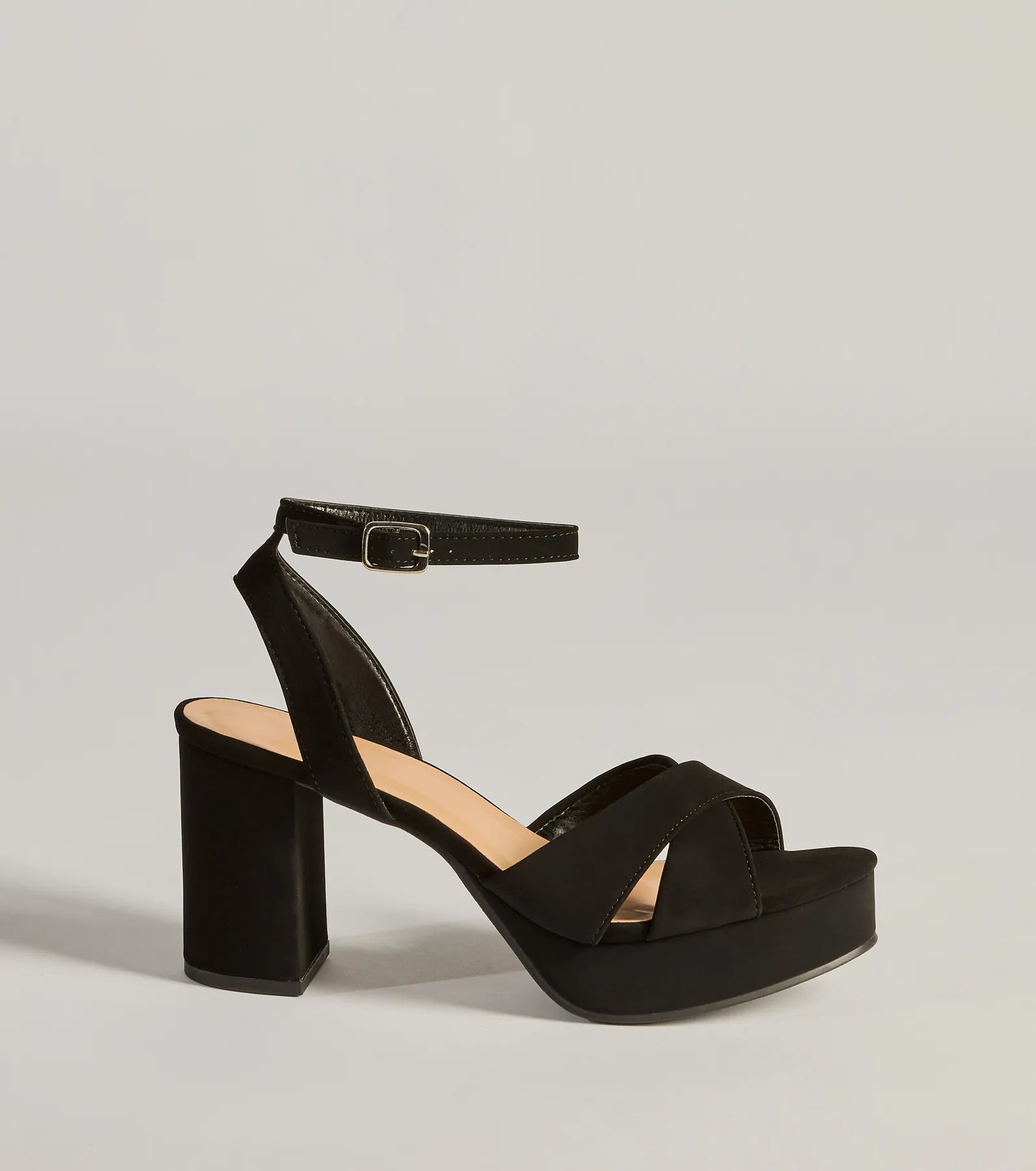 Major Stunner Criss-Cross Platform Block Heels