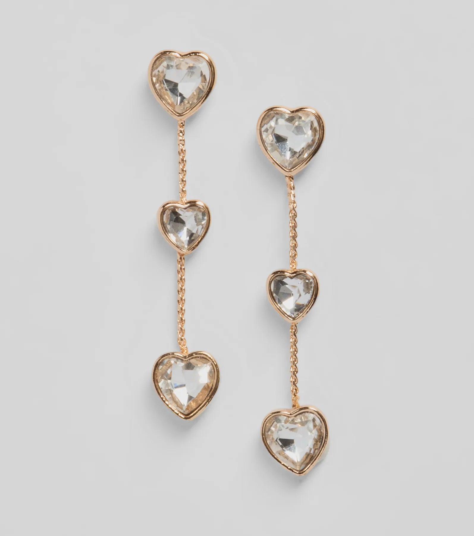 Adorable Glam Rhinestone Heart Duster Earrings