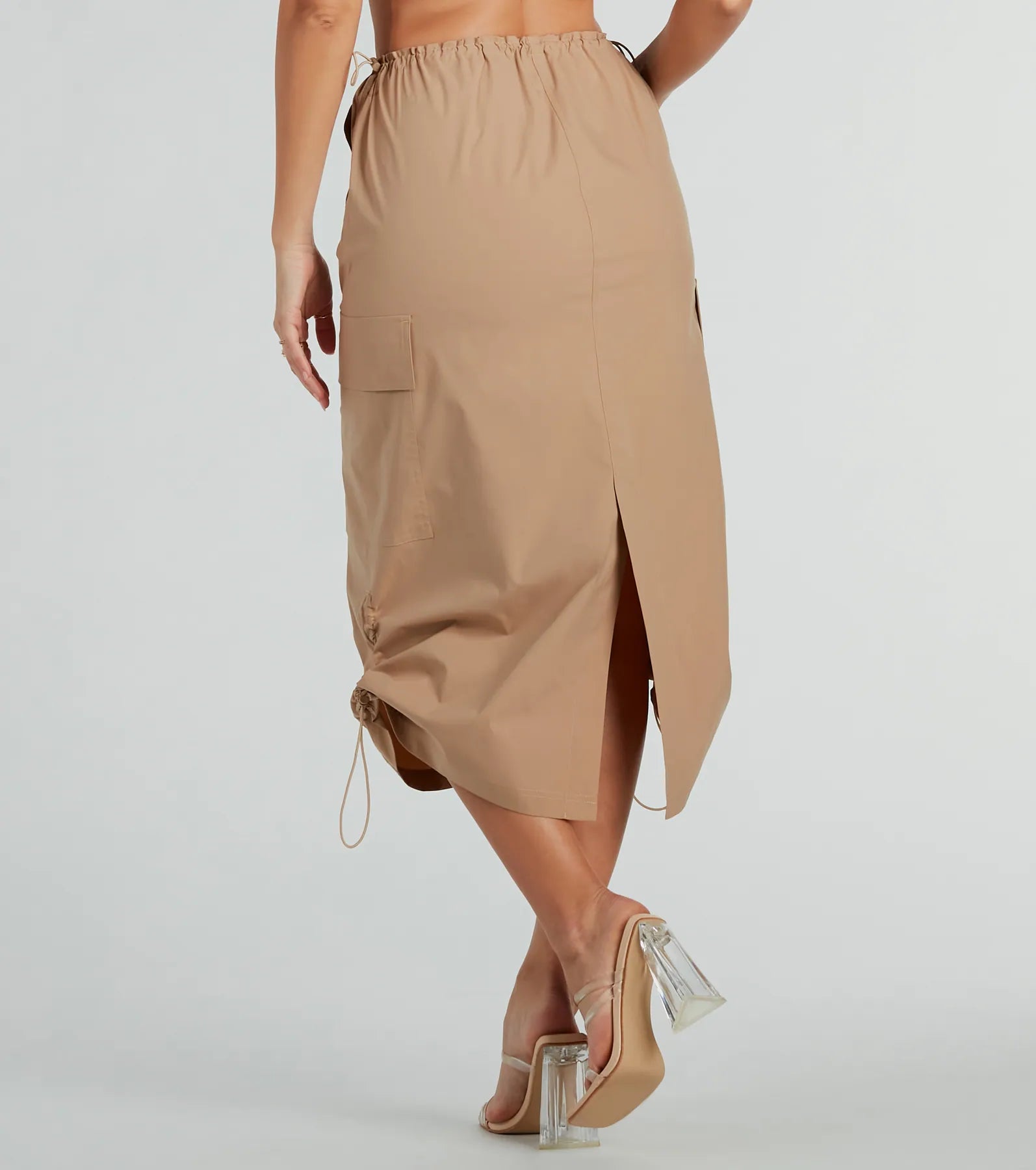 She's A Trendsetter Nylon Parachute Midi Skirt