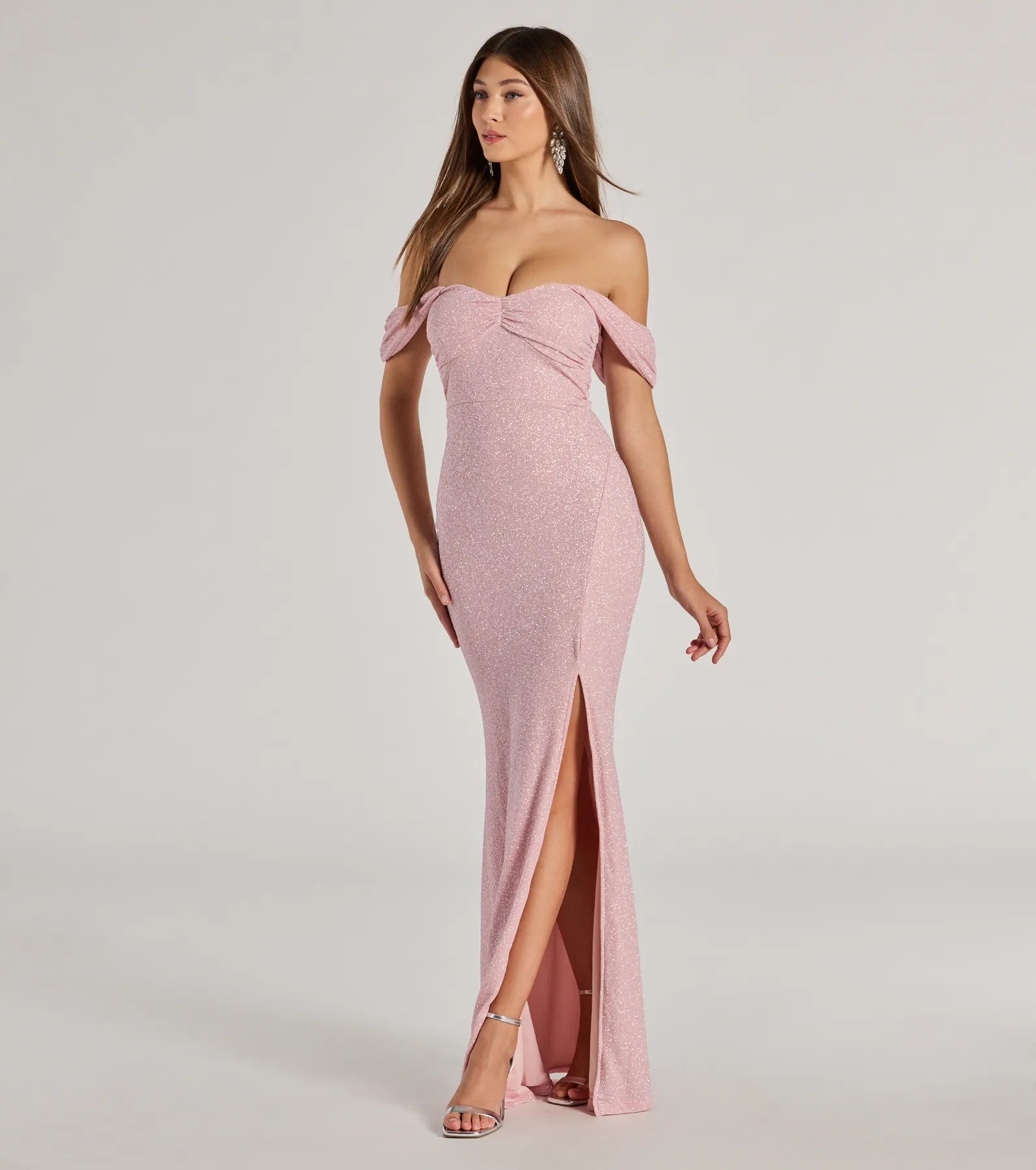 Tamara Off-The-Shoulder Mermaid Glitter Formal Dress