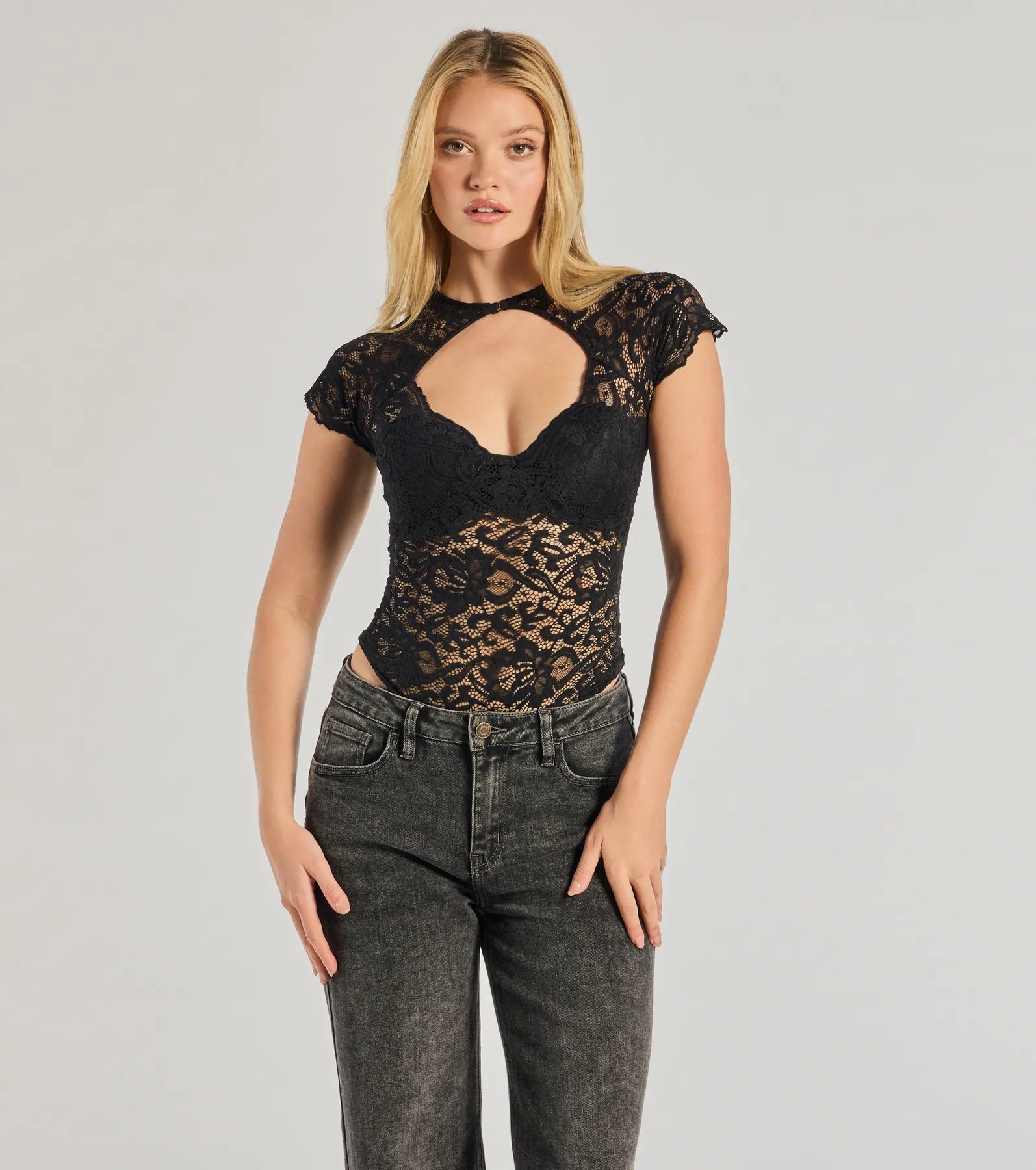 Sultry Glam Cutout Lace Bodysuit