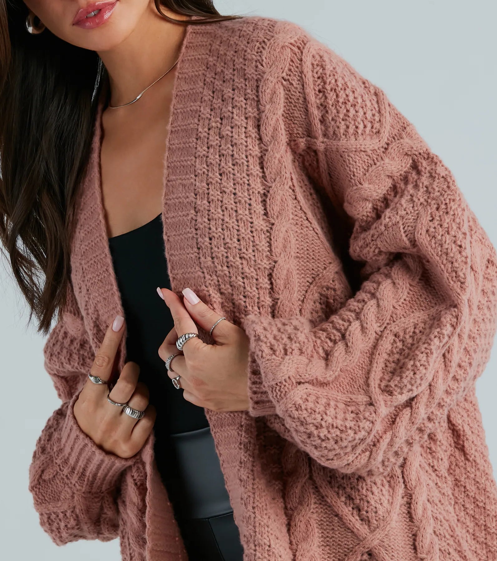 Coziest Cutie Oversized Cable Knit Cardigan