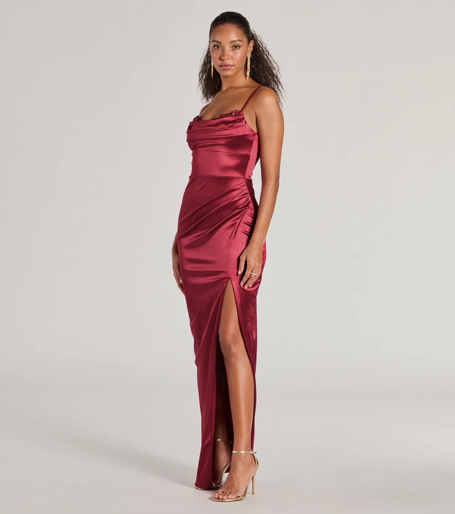 Amelia Formal Satin Embroidered Dress